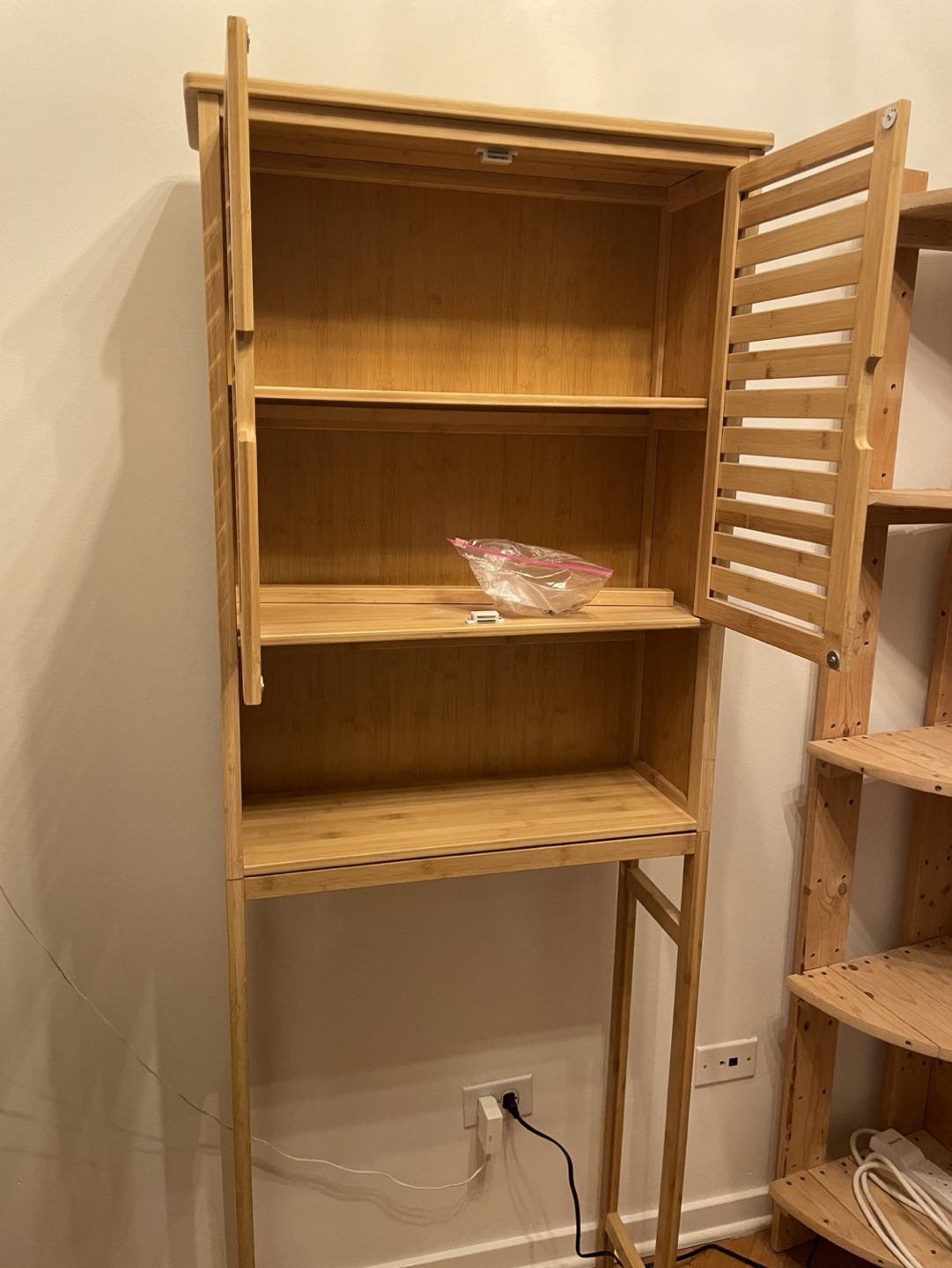 Bamboo Bathroom Cabinet with Shelves - photo 2