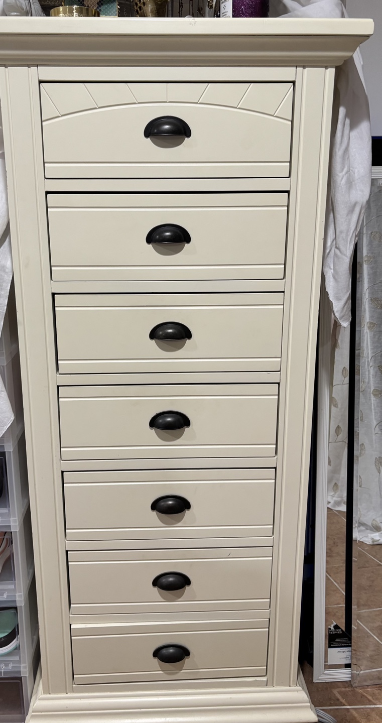 White 6-Drawer Tall Chest