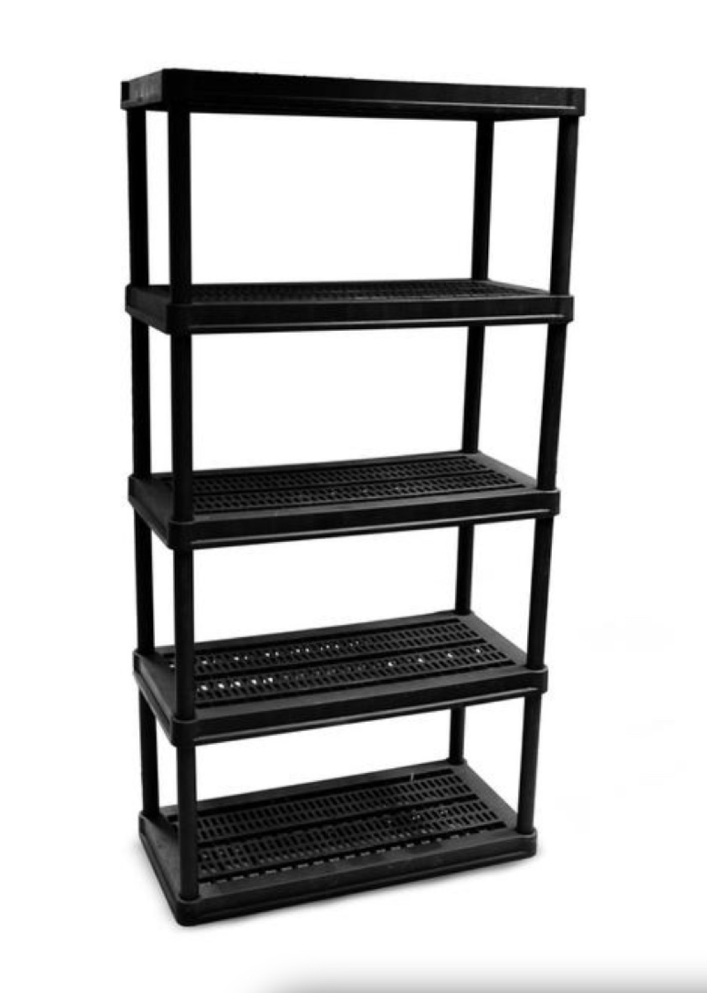Black 5-Shelf Plastic Shelving Unit