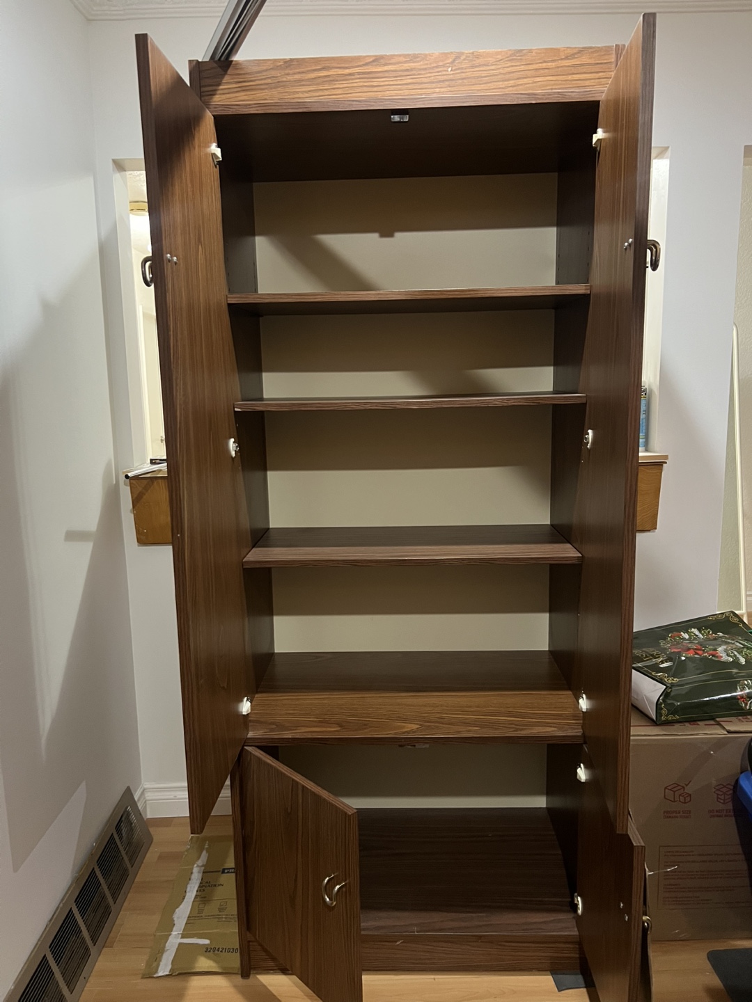 Tall Wooden Cabinet with Shelves - photo 2