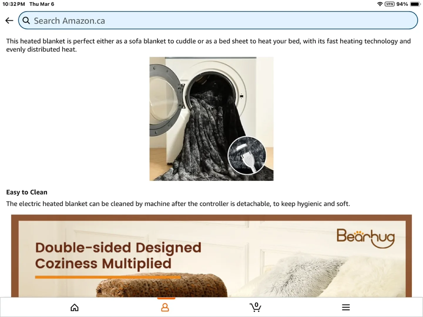 🧸Bearhug Electric  Blanket -Dual Controllers, Marble Black image indicator(3)