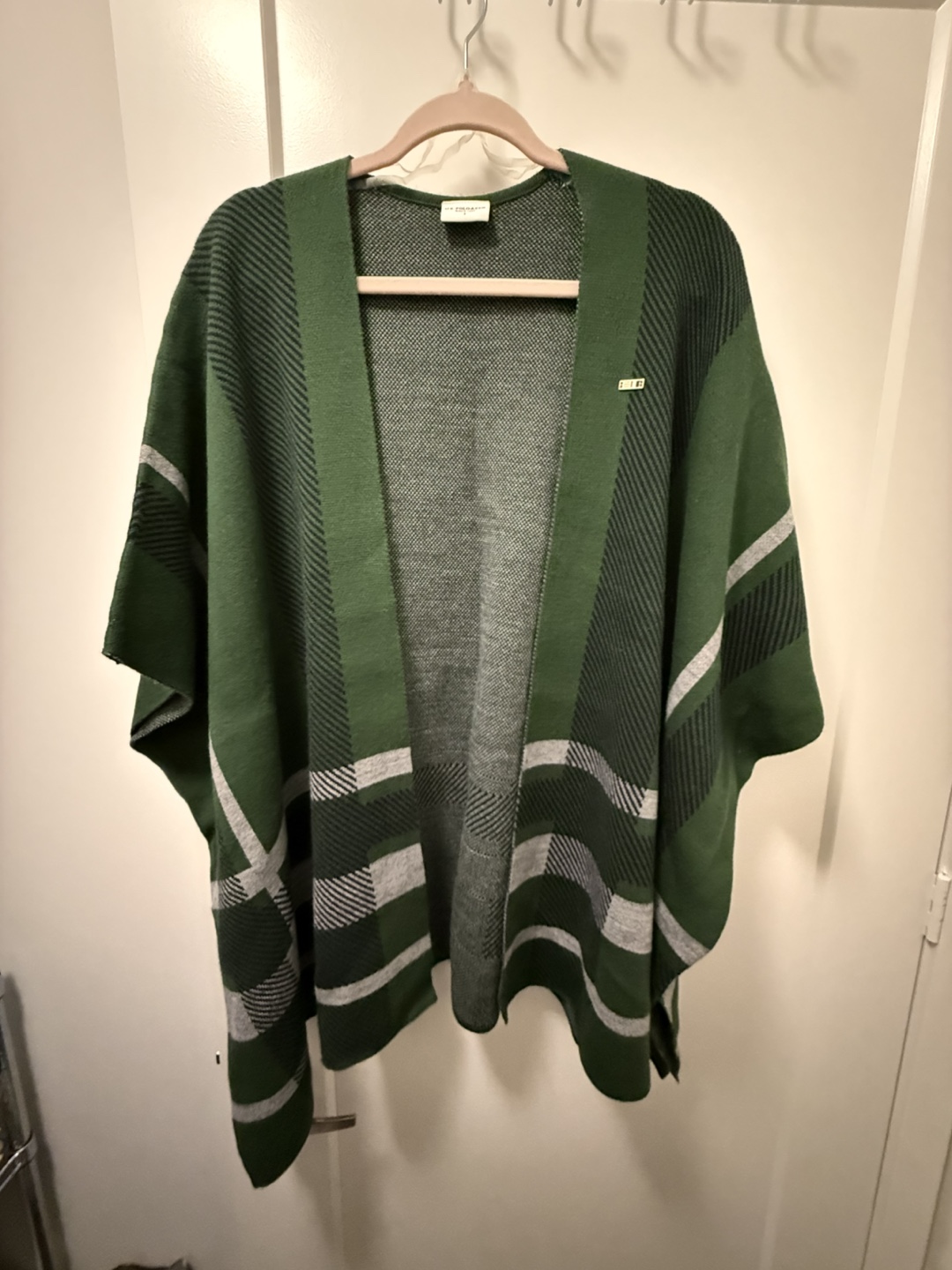 U.S. Polo Assn. Green and Grey Plaid Poncho