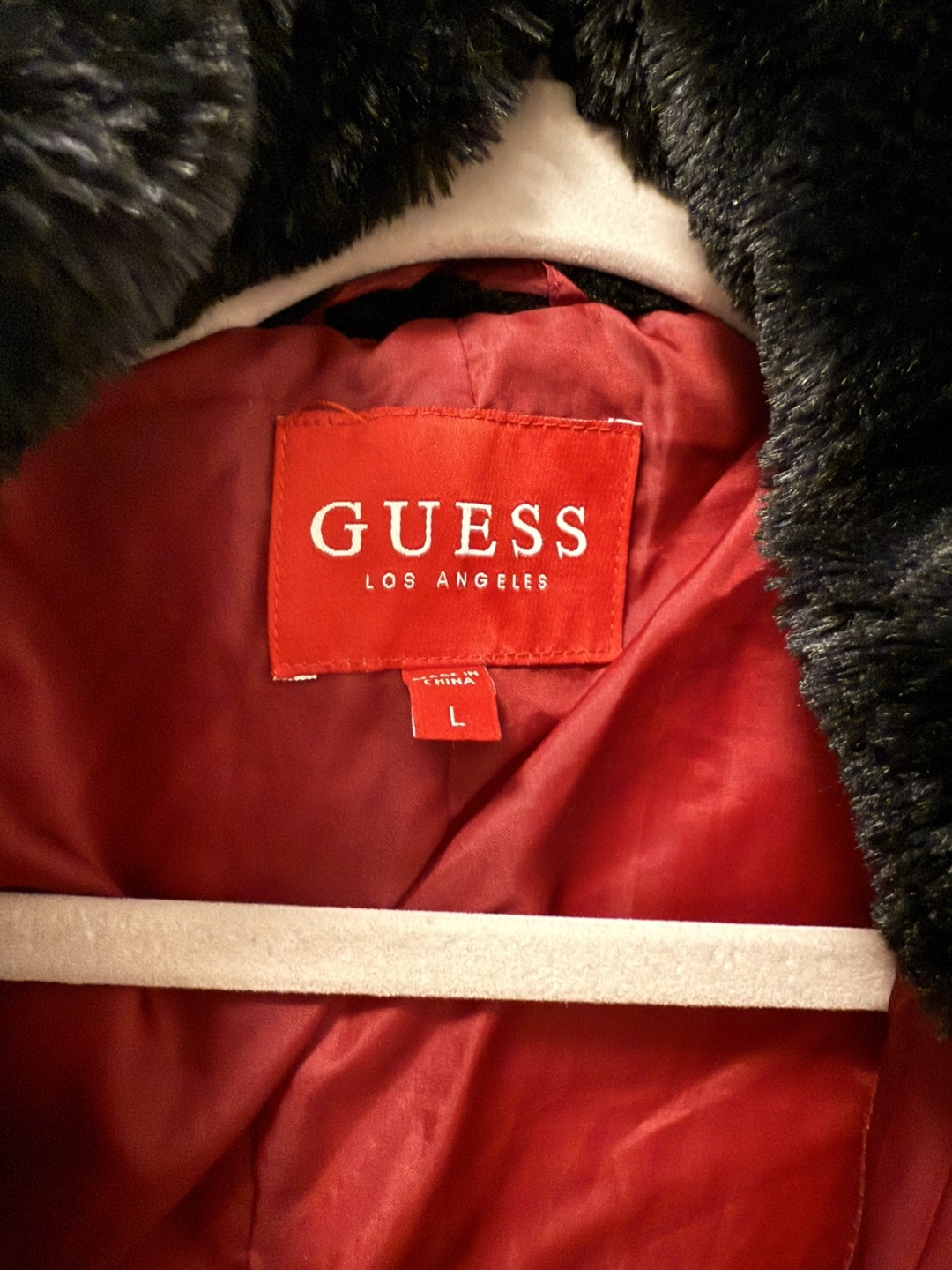 Guess Women's Red Puffer Jacket Size L - photo 4
