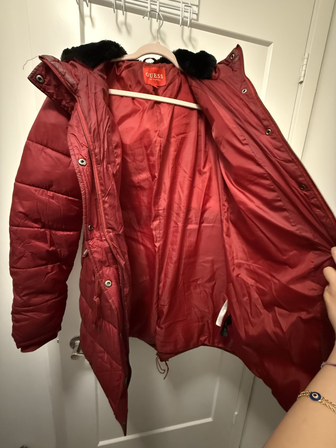 Guess Women's Red Puffer Jacket Size L - photo 3