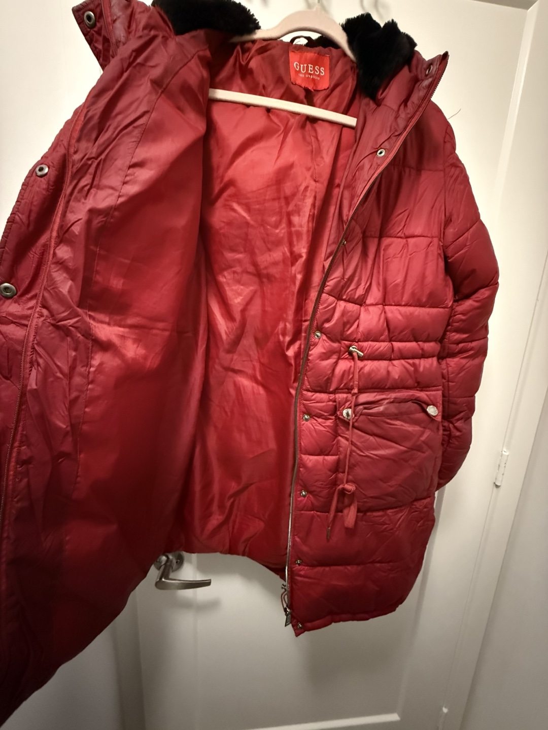 Guess Women's Red Puffer Jacket Size L - photo 2