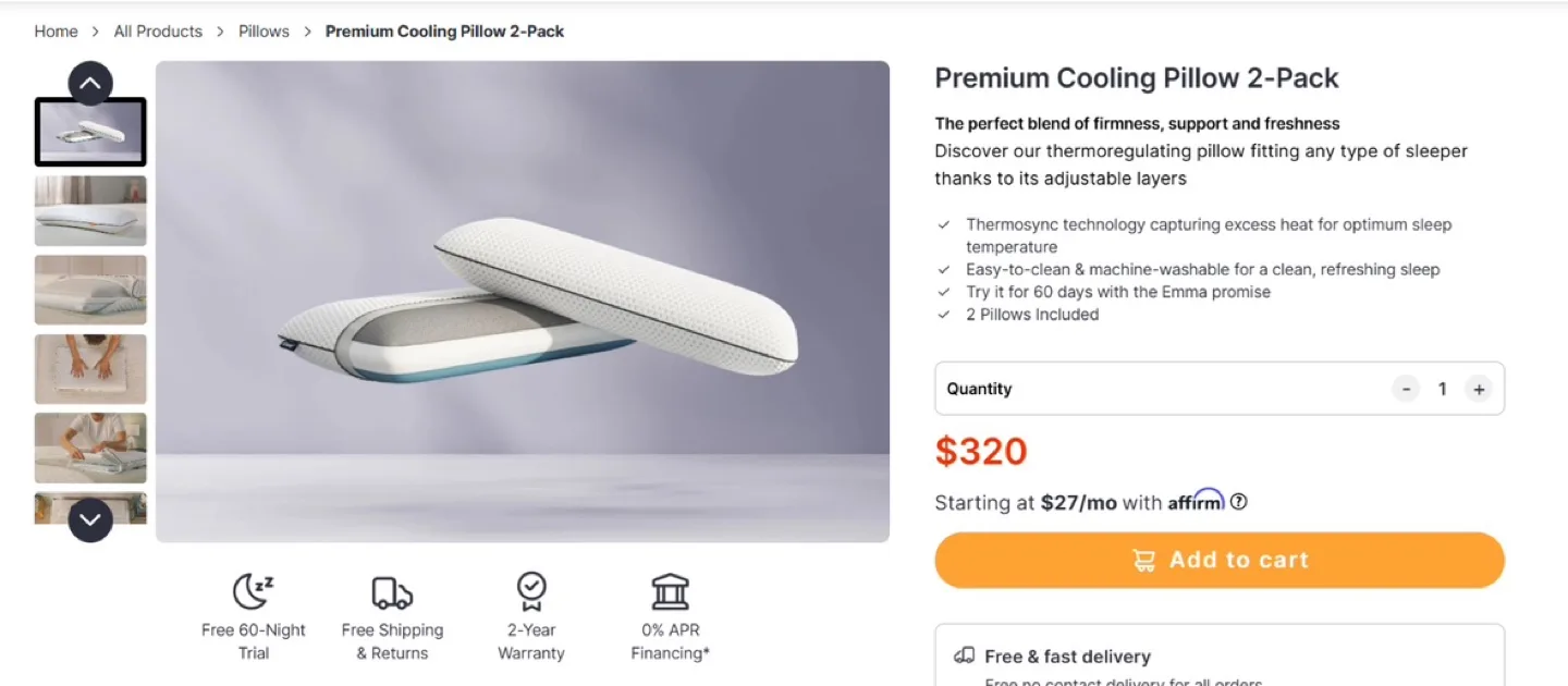 Emma Premium Cooling Pillows - 2-Pack (1 left) image indicator(5)