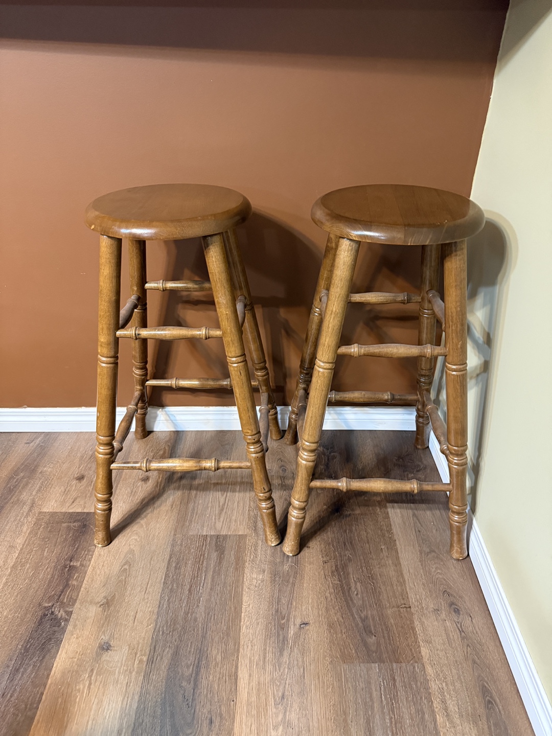 Pair of Wooden Bar Stools - photo 2
