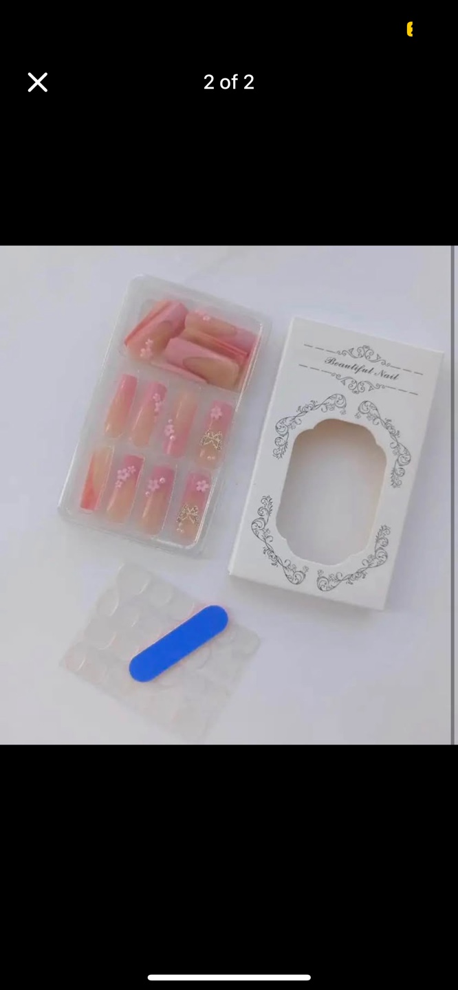 Gorgeous Pink & Blue Floral Press-On Nails - photo 2