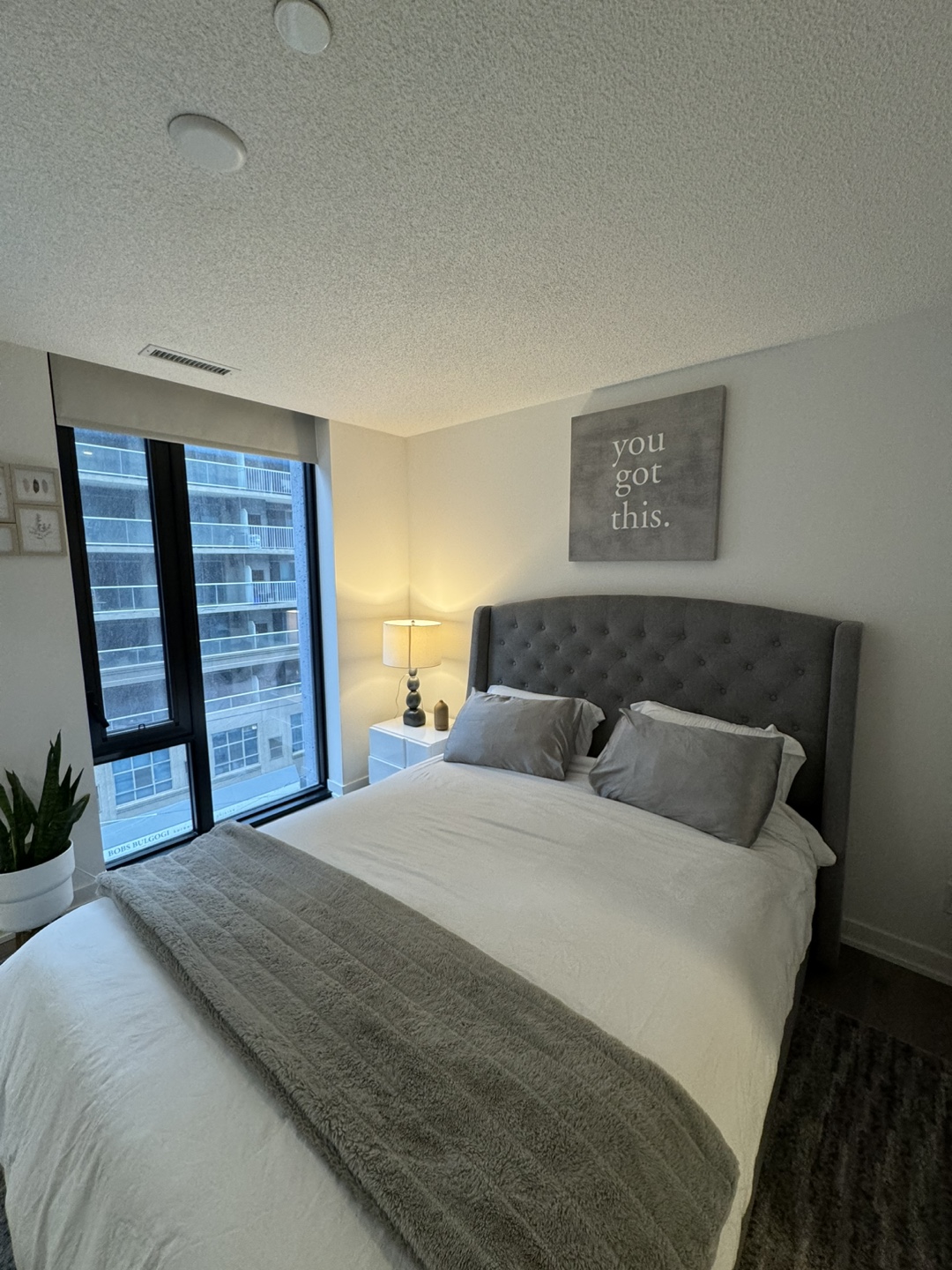 Queen- Grey Upholstered Queen Bed Frame with drawers