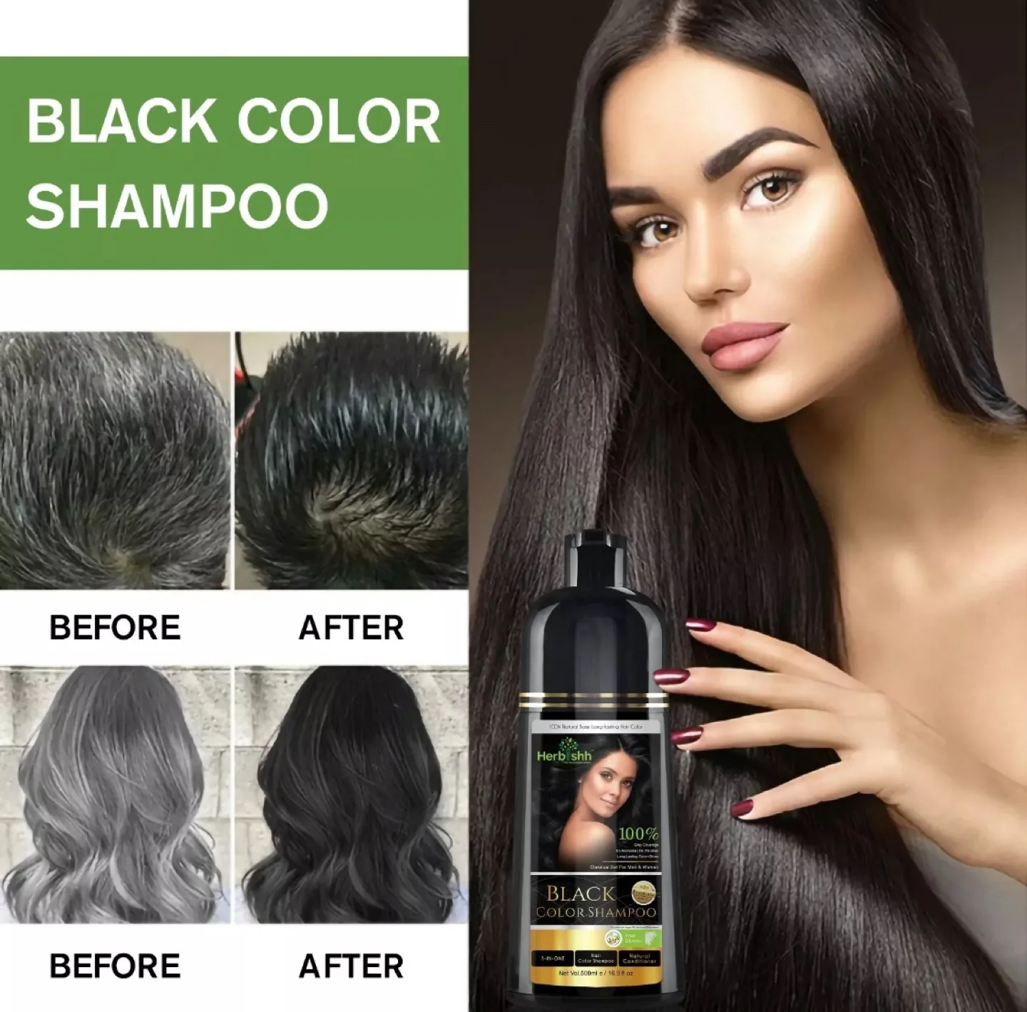 NEW Herbishh Black Color Shampoo - 500ml image indicator(8)