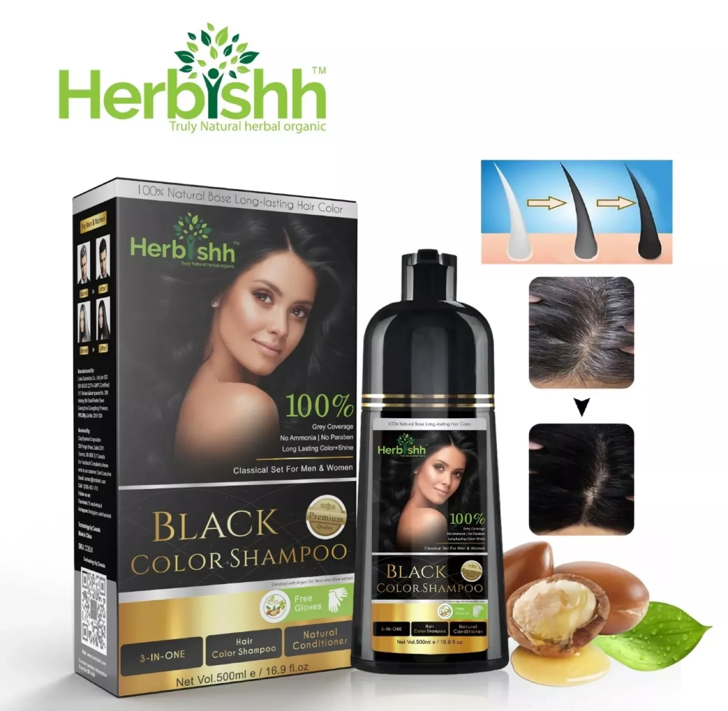 NEW Herbishh Black Color Shampoo - 500ml image indicator(10)