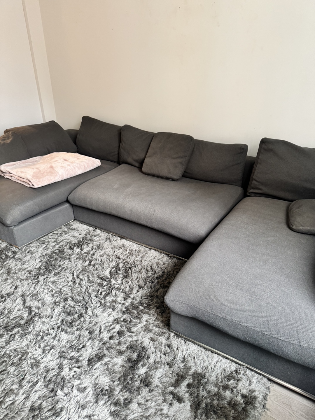 Rug & Large Grey Sectional Sofa