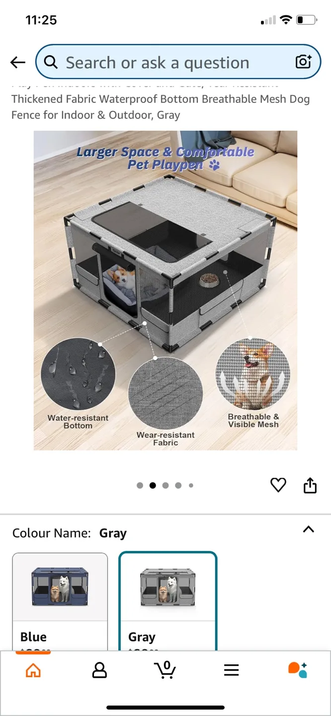 Livray Pet Playpen - Gray - Portable Dog Pen thumbnail