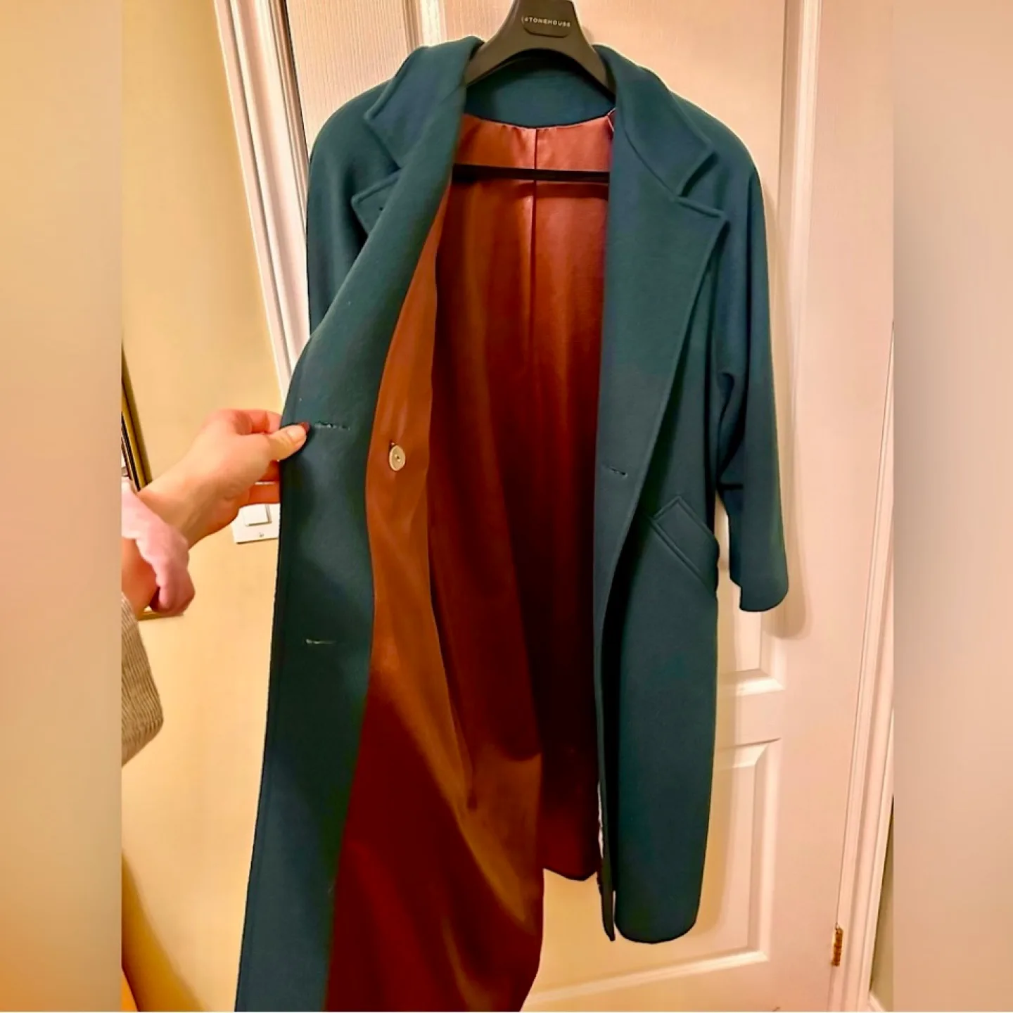 Vintage EATON Classic Pure Virgin Wool Pea Coat - Dark Green image indicator(4)