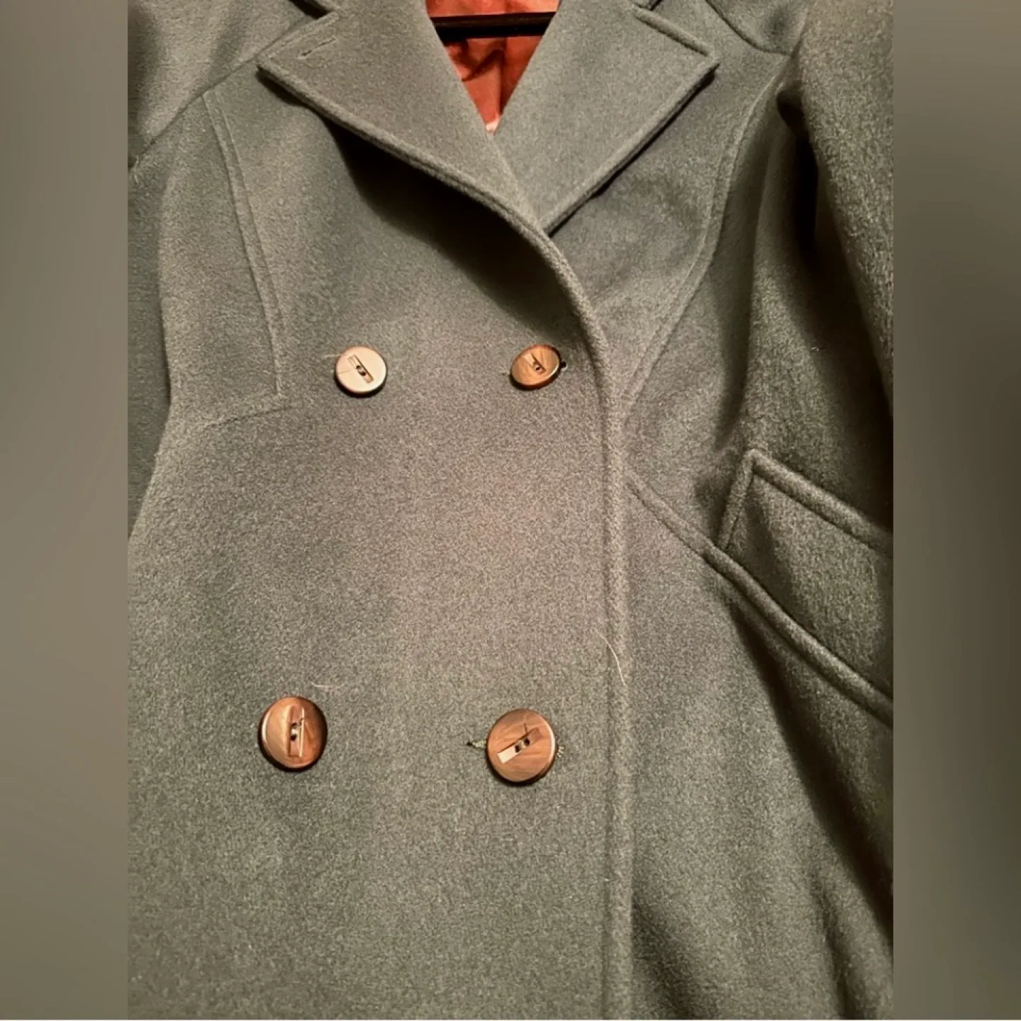 Vintage EATON Classic Pure Virgin Wool Pea Coat - Dark Green image indicator(7)