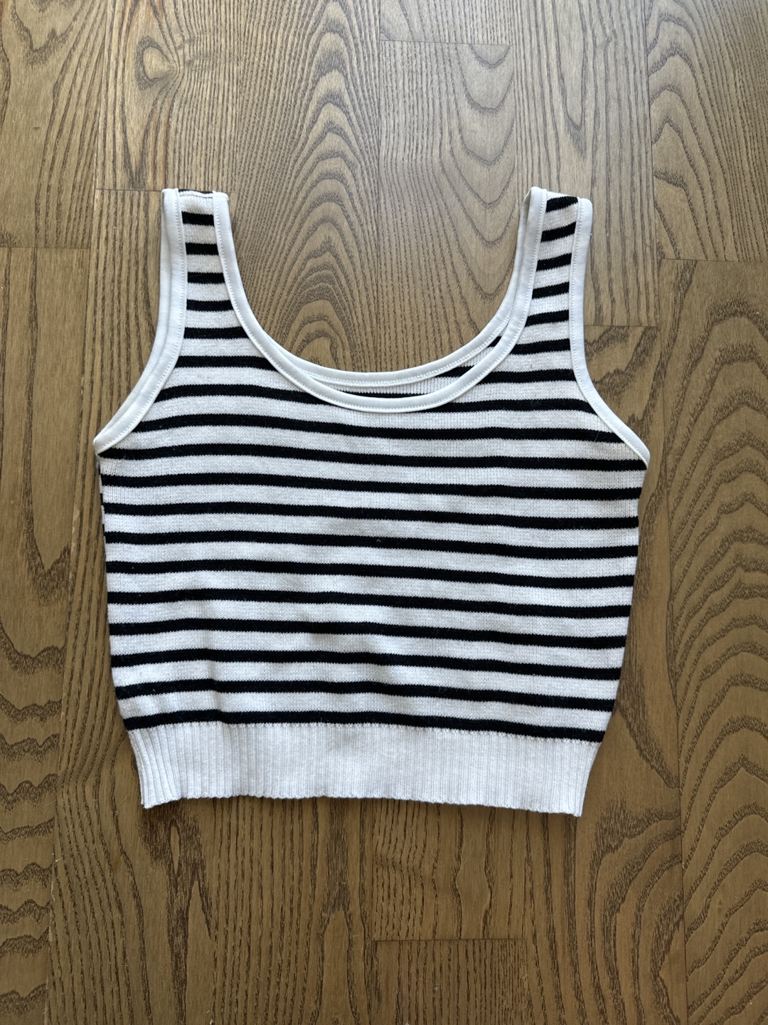 Black and White Striped Knit Tank Top