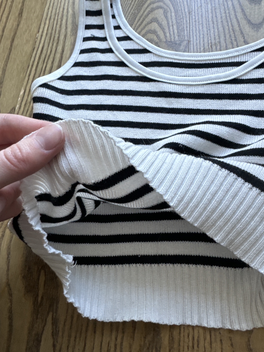 Black and White Striped Knit Tank Top - photo 2