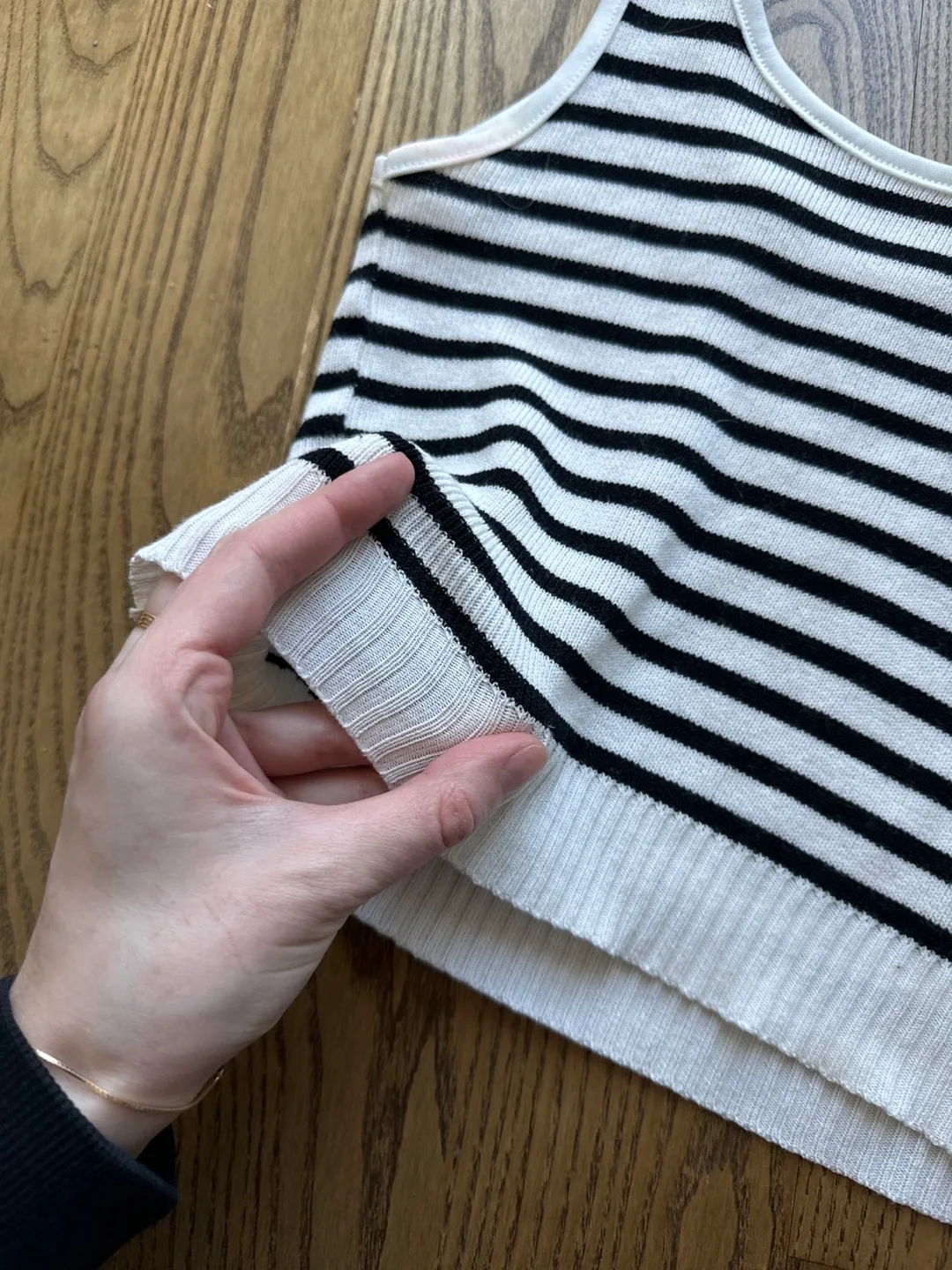 Black and White Striped Knit Tank Top image indicator(3)