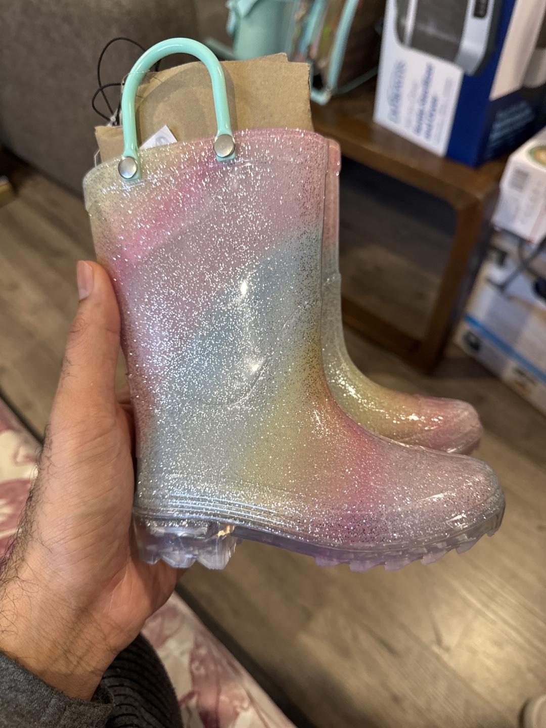 Kids' Rainbow Glitter Rain Boots
