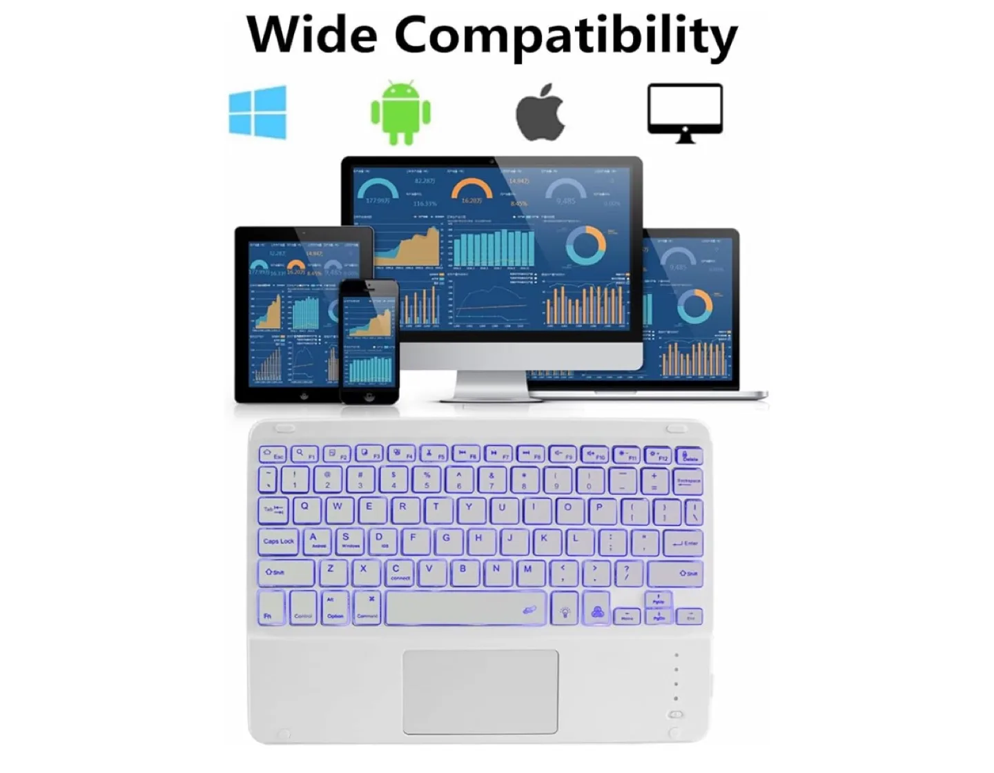 Wireless Backlit Bluetooth Keyboard with Touchpad image indicator(2)