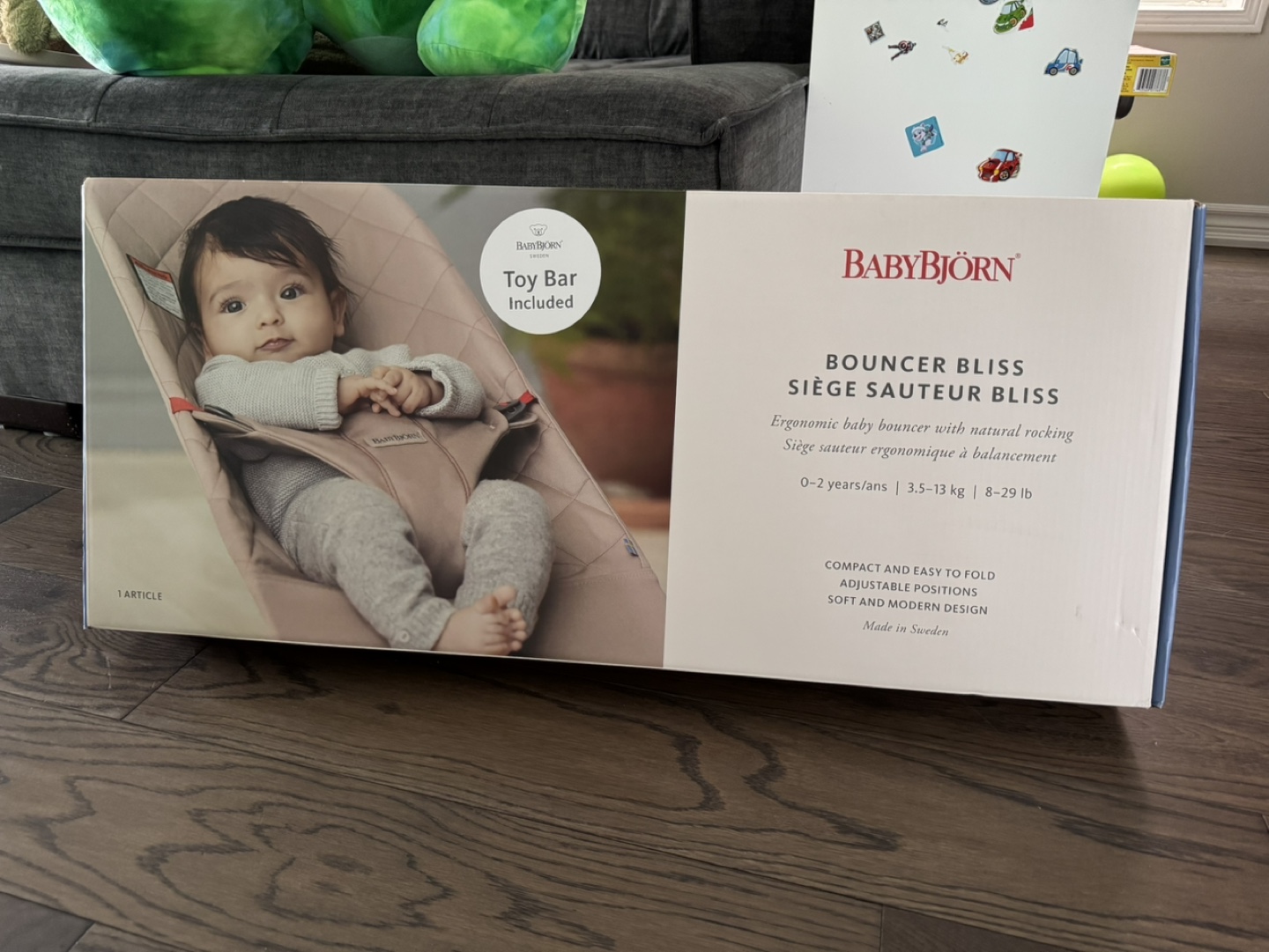 BabyBjorn Bouncer Bliss - Grey  with toy bar