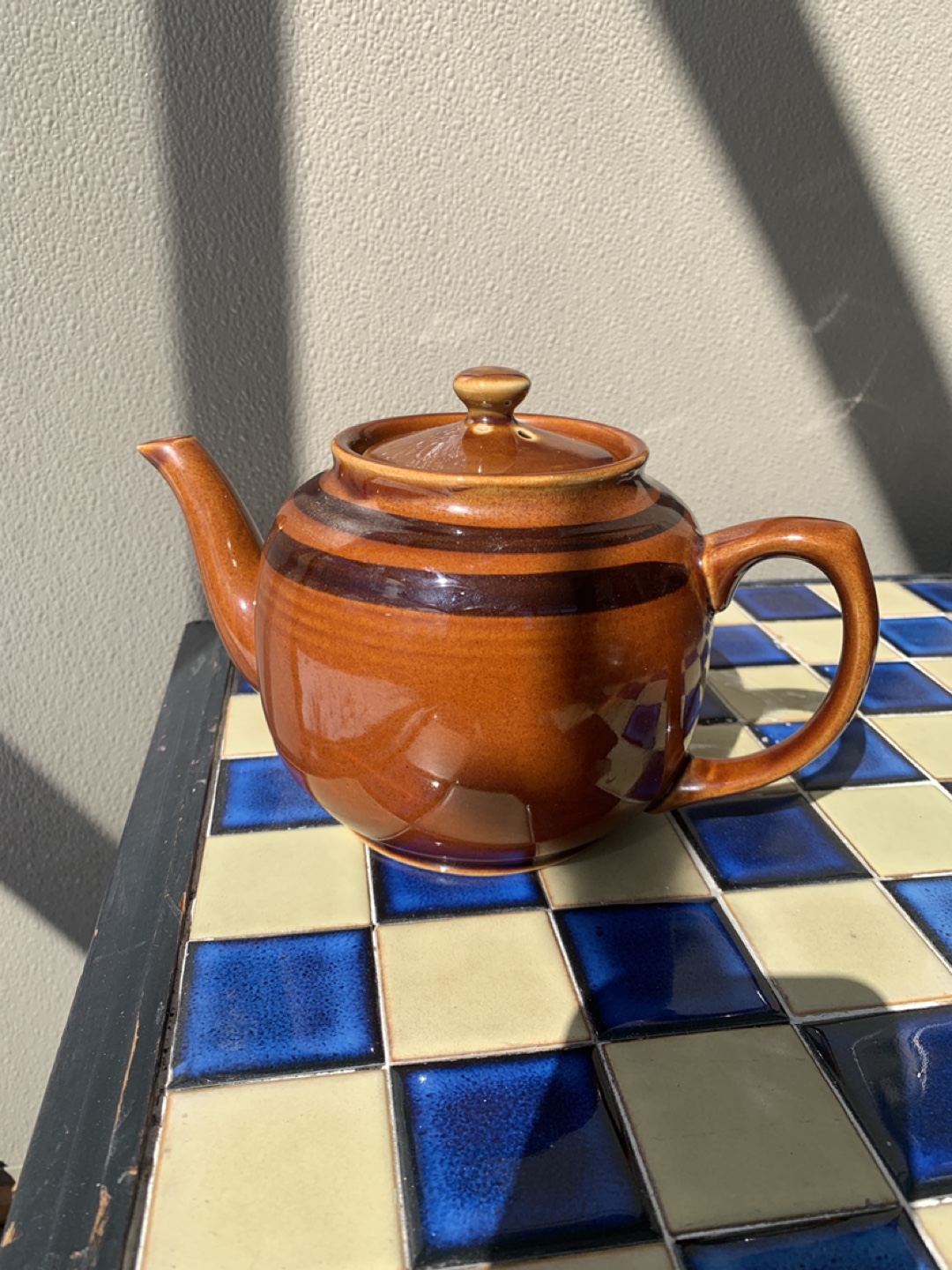 Vintage Brown Striped Teapot Brown Betty
