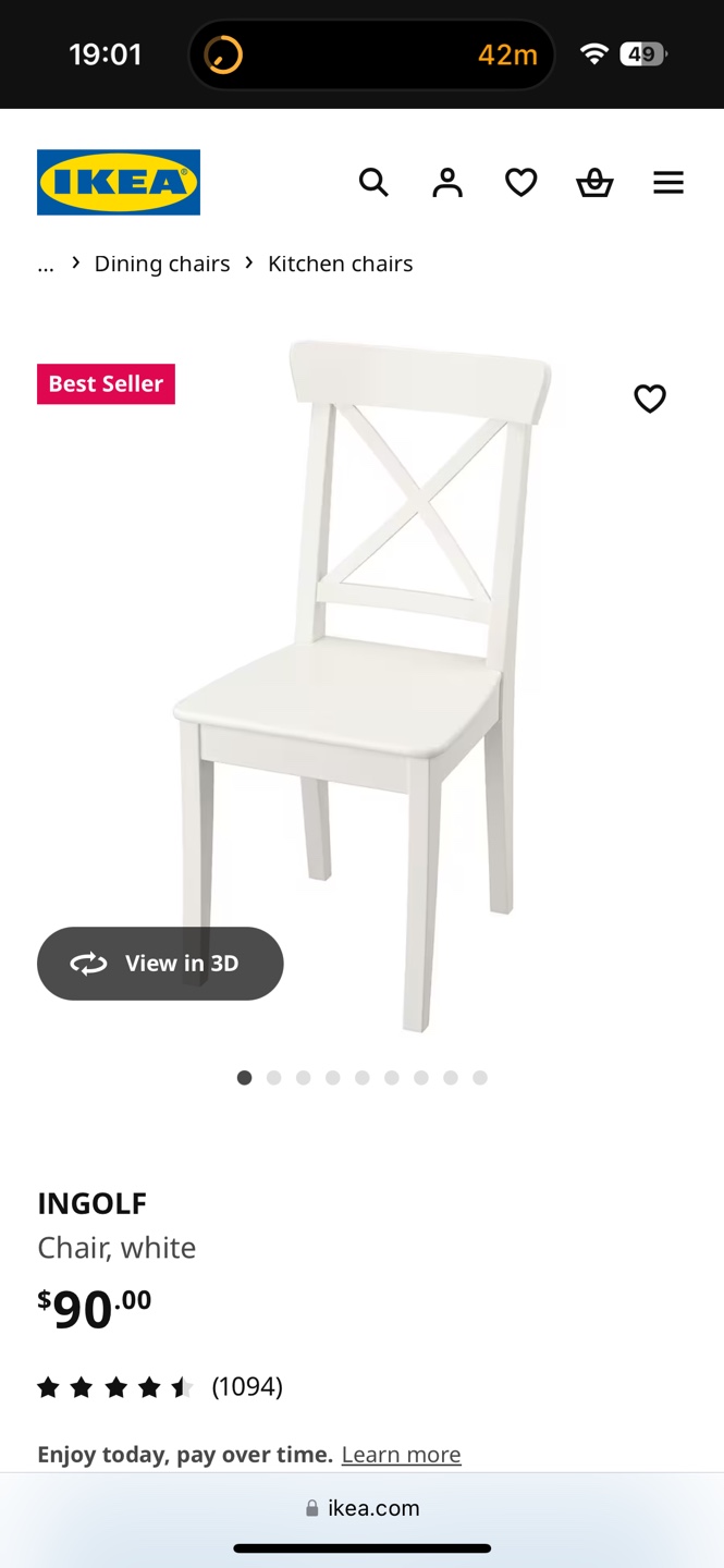 Set of Four IKEA INGOLF White Dining Chairs