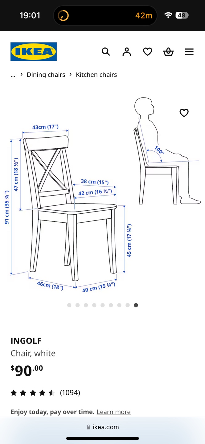 Set of Four IKEA INGOLF White Dining Chairs - photo 2
