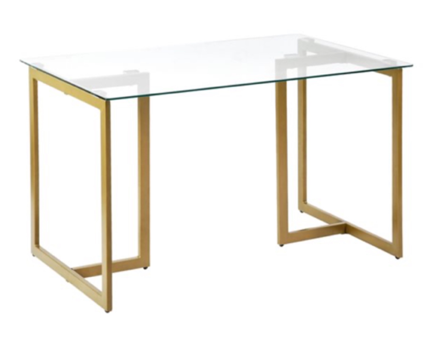 47-in Clear Rectangular Dining Table with Gold Metal Frame
