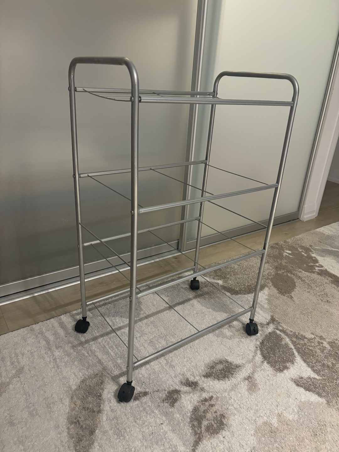 Silver Metal Rolling Storage Rack