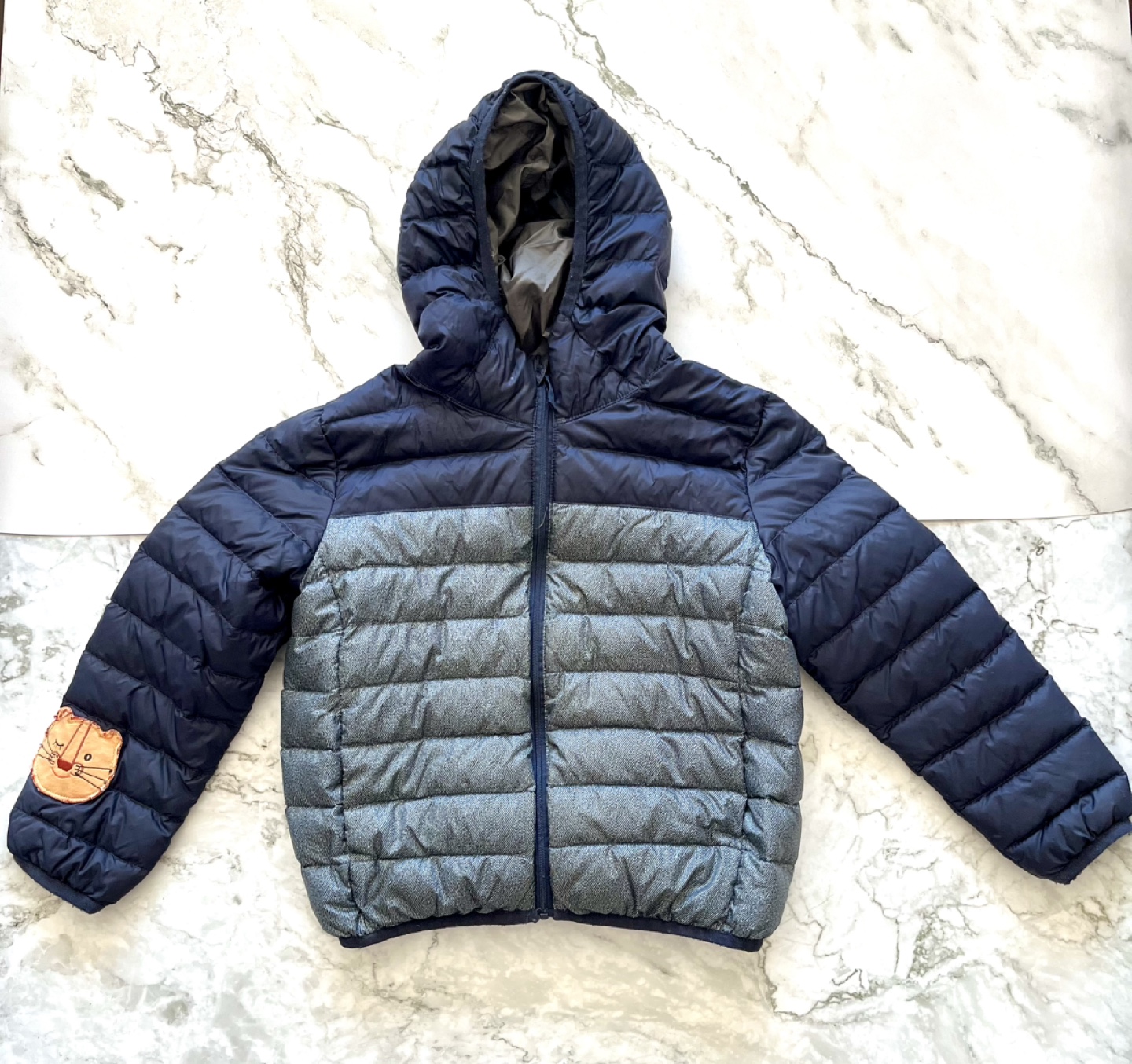 Kids White Duck Down Light Puffer Jacket - Size 100-120 cm