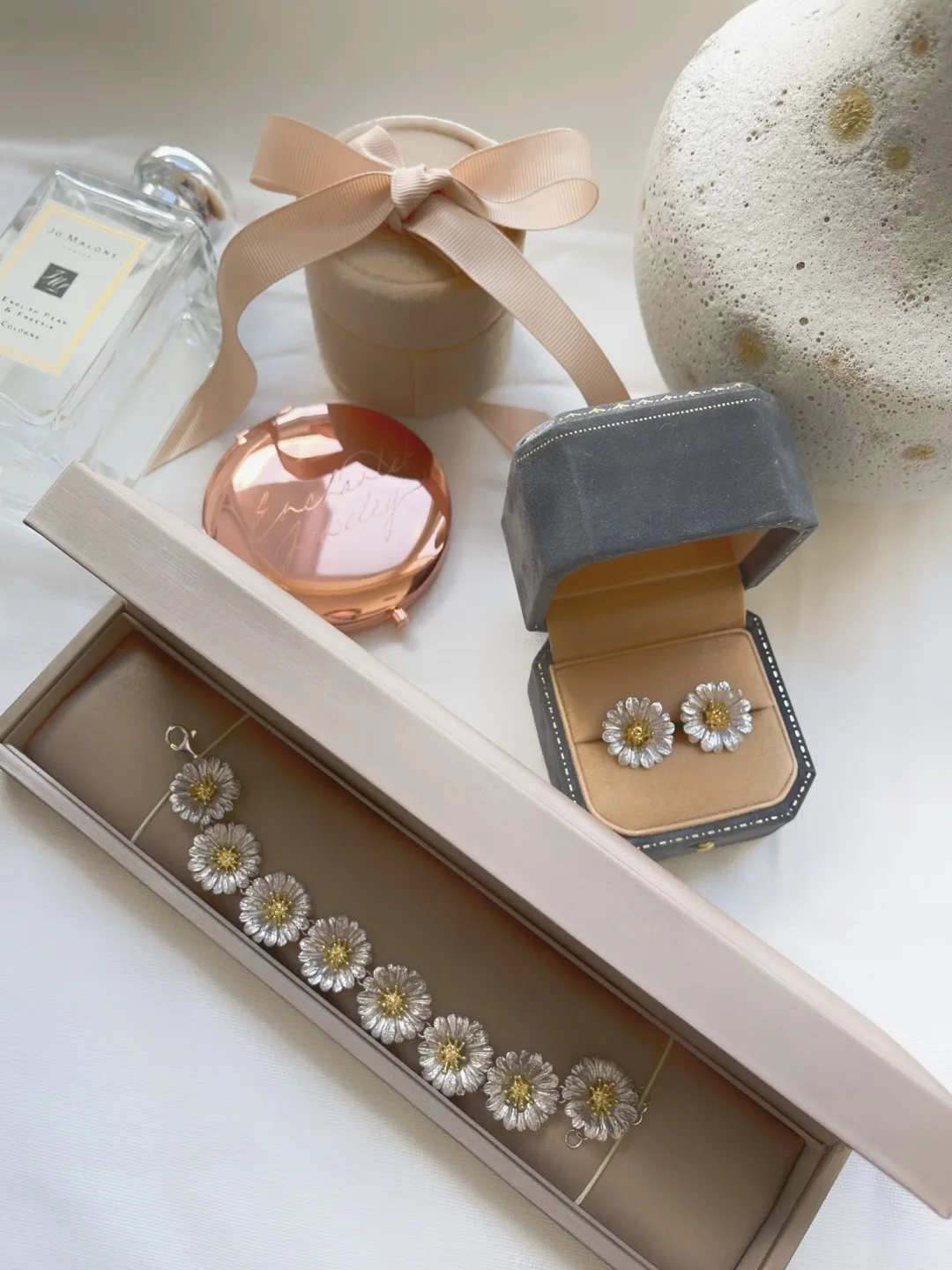 Brand New Italy Daisy Silver Stud Earrings image indicator(2)