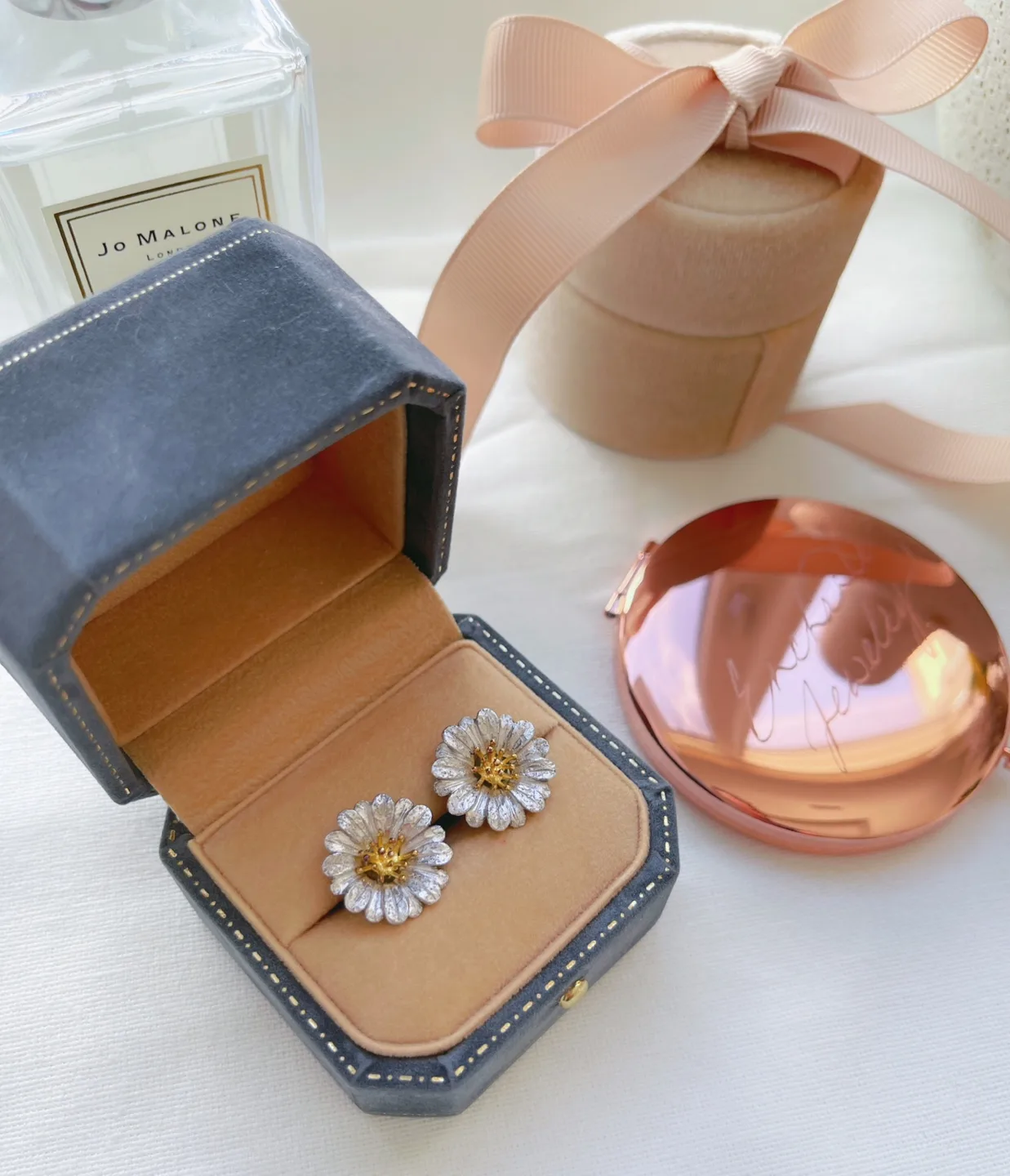 Brand New Italy Daisy Silver Stud Earrings image indicator(3)