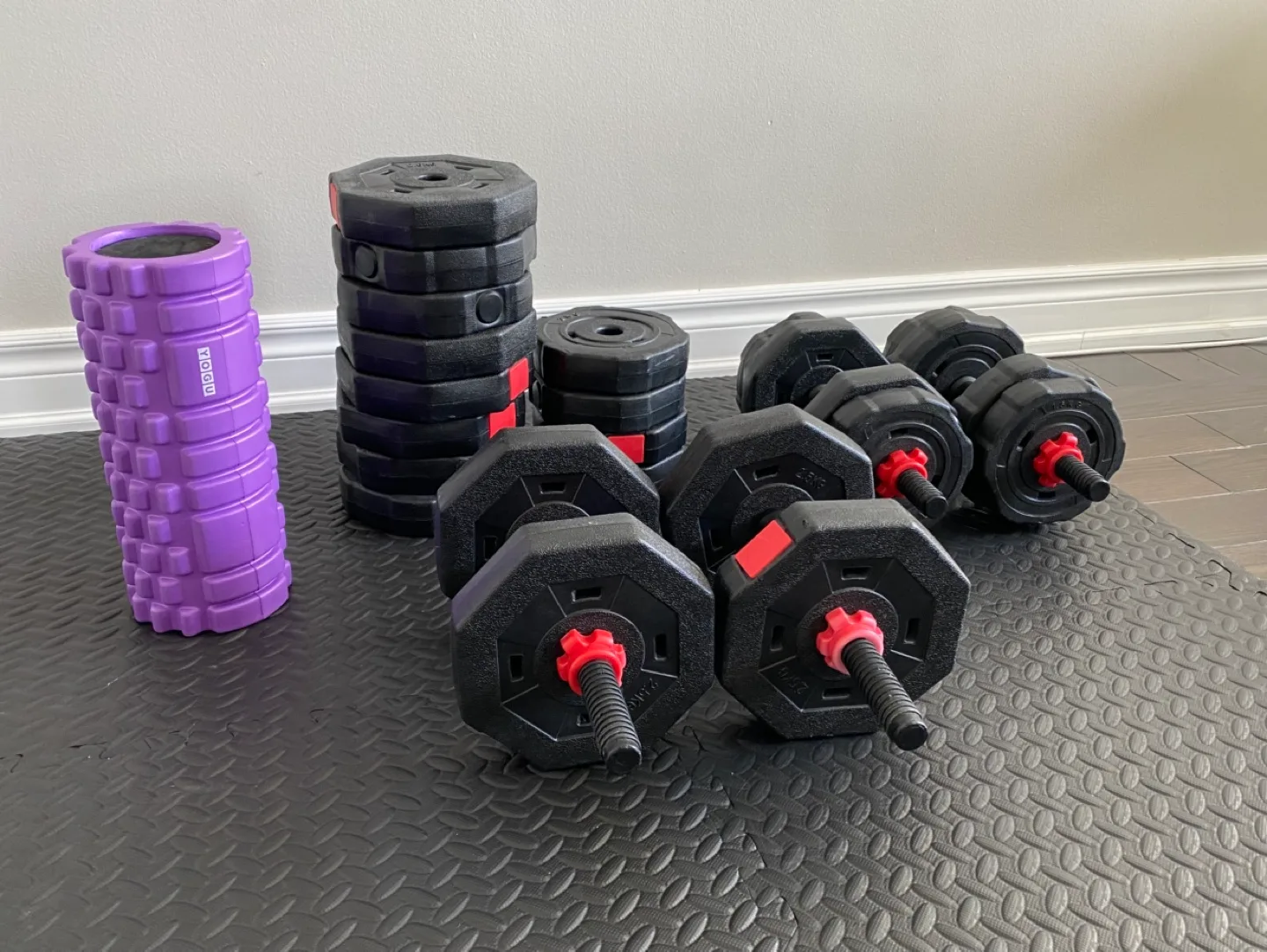 Home Gym Set: Dumbbells, Weight Plates, Mat & Foam Roller image indicator(2)