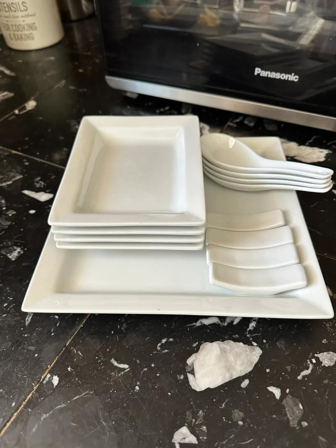 White Porcelain Sushi Set - Plates, Spoons & Trays image indicator(3)