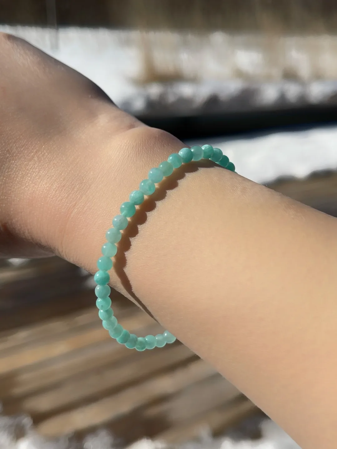 Gemstone Amazonite Beaded Bracelet 4mm image indicator(7)