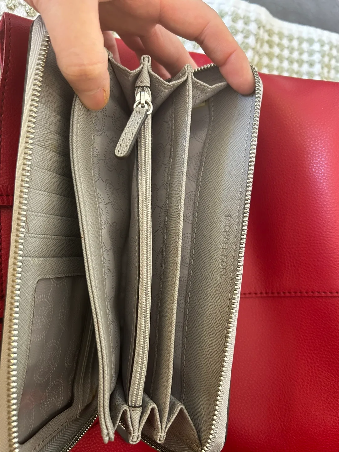 Michael Kors Grey Leather Zip Around Wallet image indicator(2)