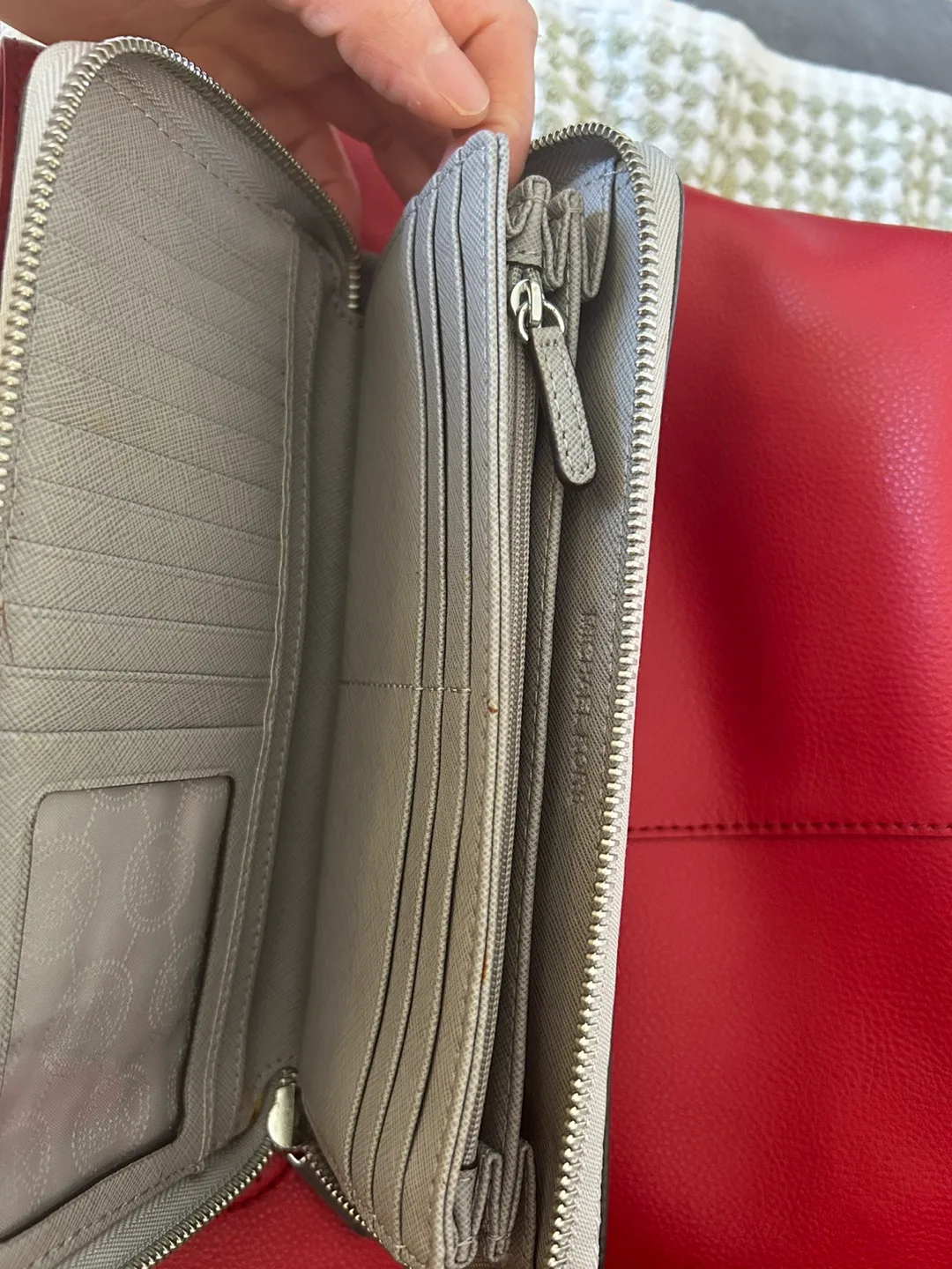 Michael Kors Grey Leather Zip Around Wallet image indicator(3)