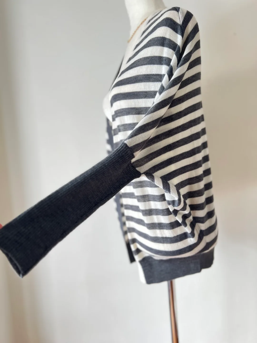 Striped Knit Cardigan Sweater image indicator(5)