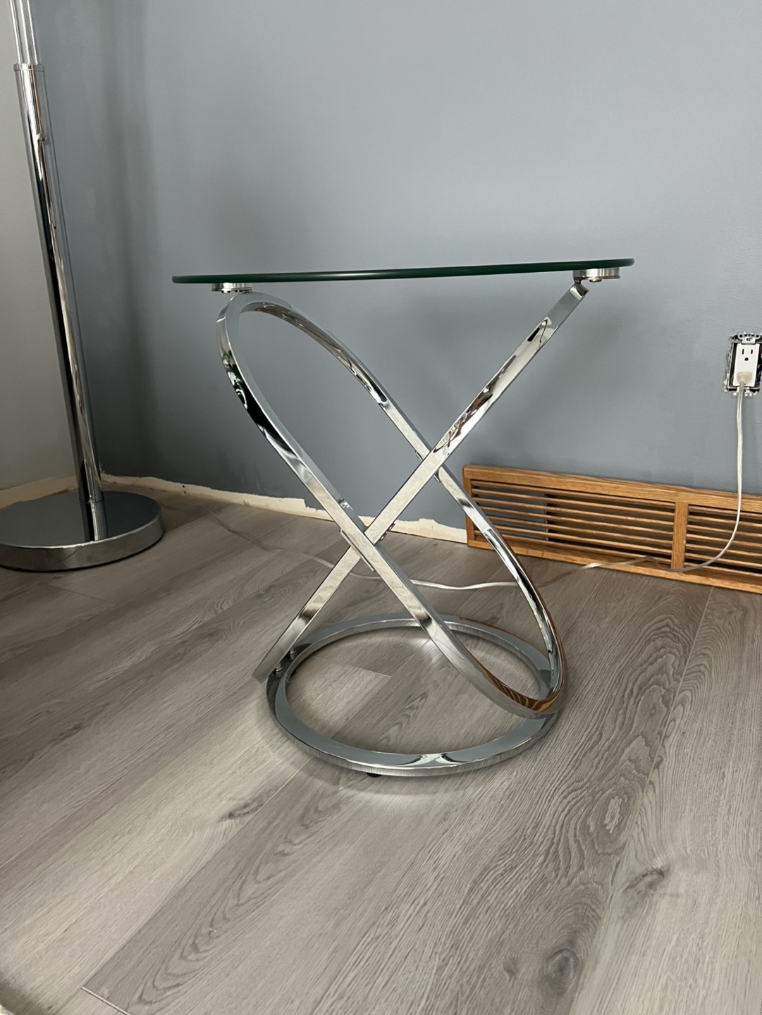 Modern Glass and Chrome End Table - photo 2