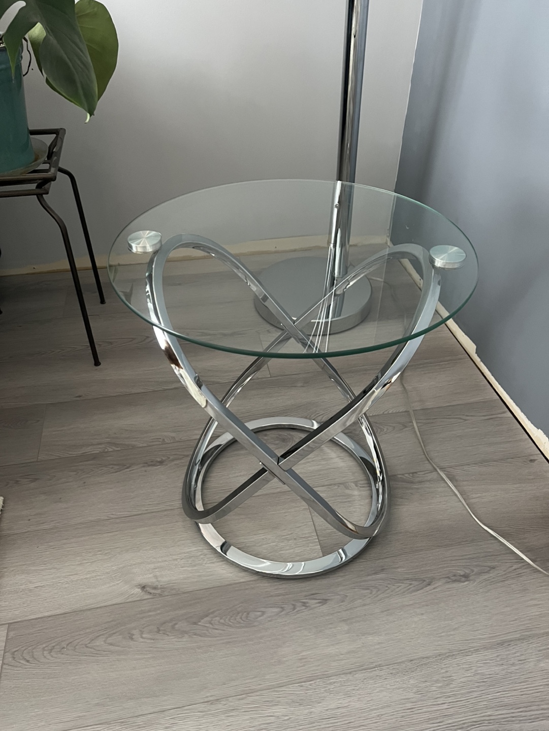 Modern Glass and Chrome End Table