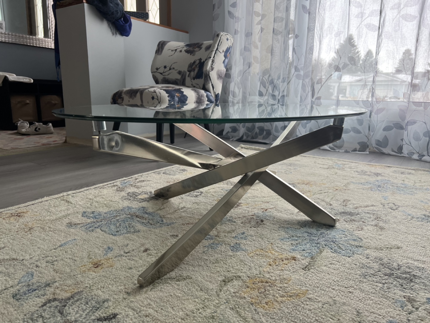 Modern Glass and Metal Coffee Table