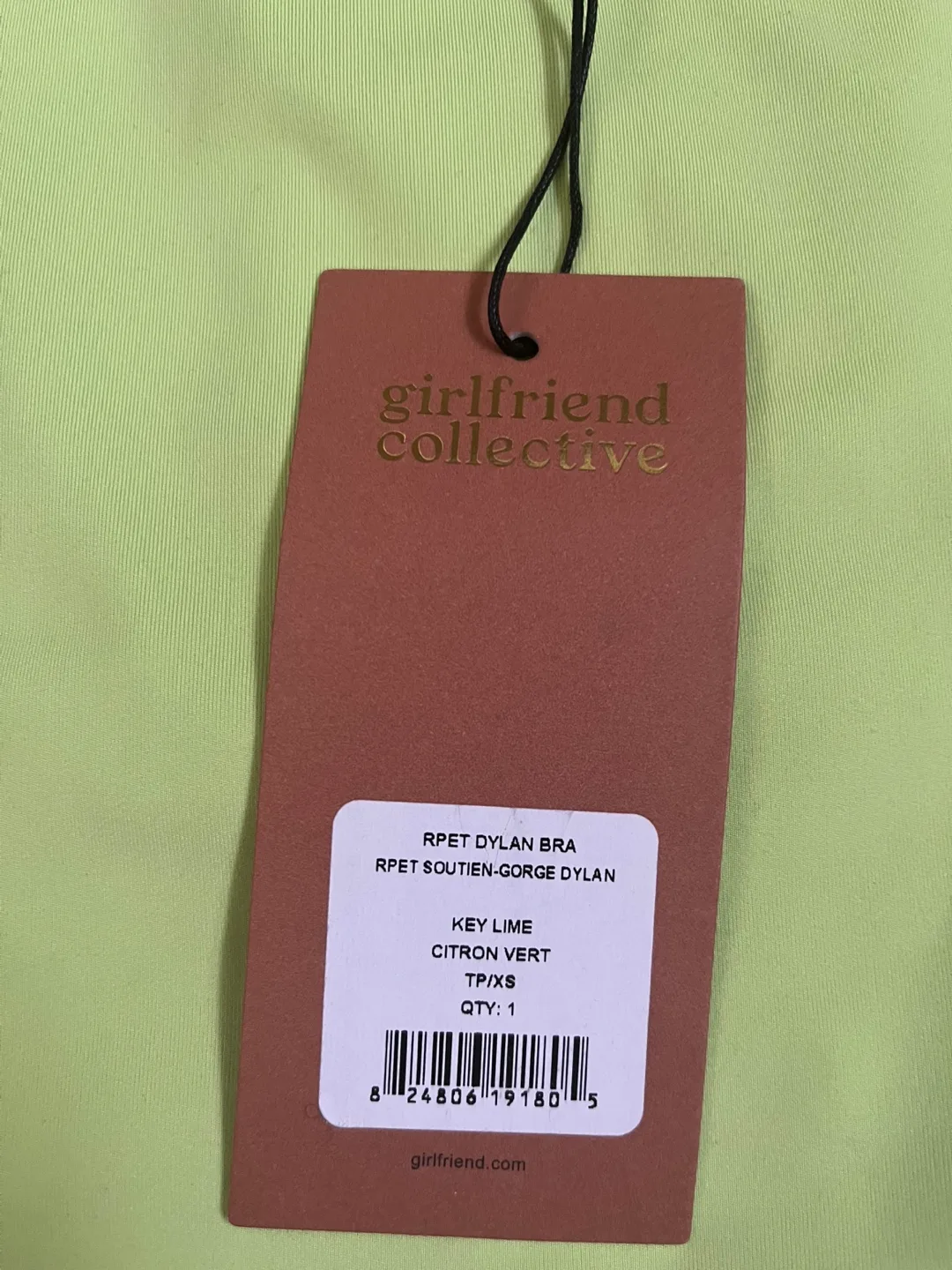Girlfriend Collective Dylan Bra - Key Lime - Size XS image indicator(2)