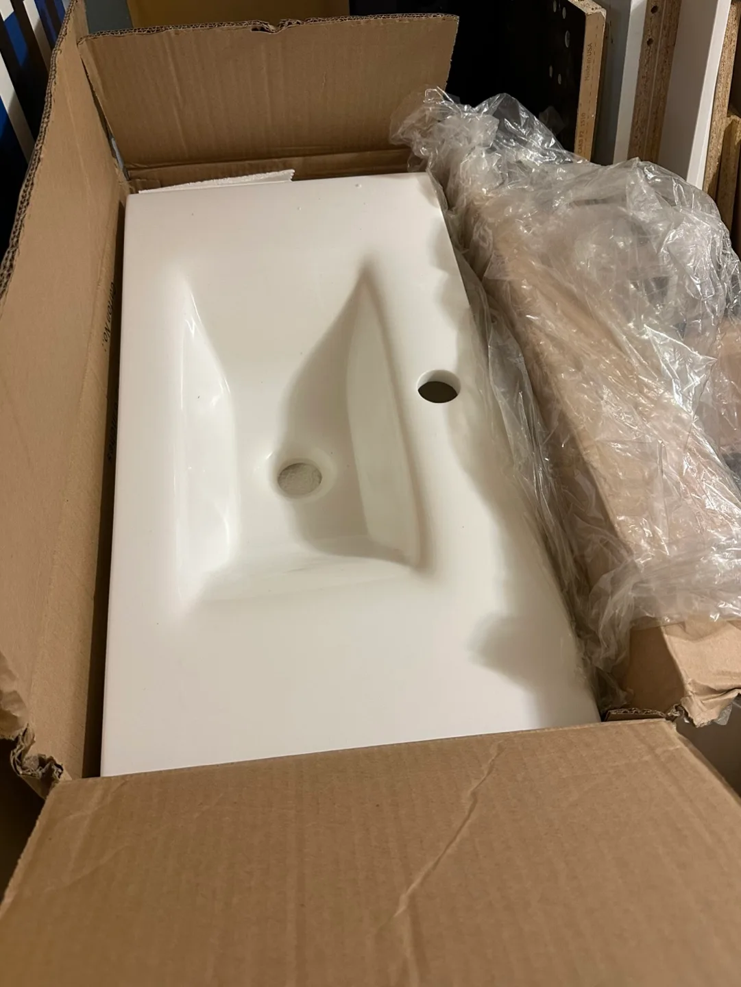 New Unopened White Bathroom Sink 12x24 image indicator(2)