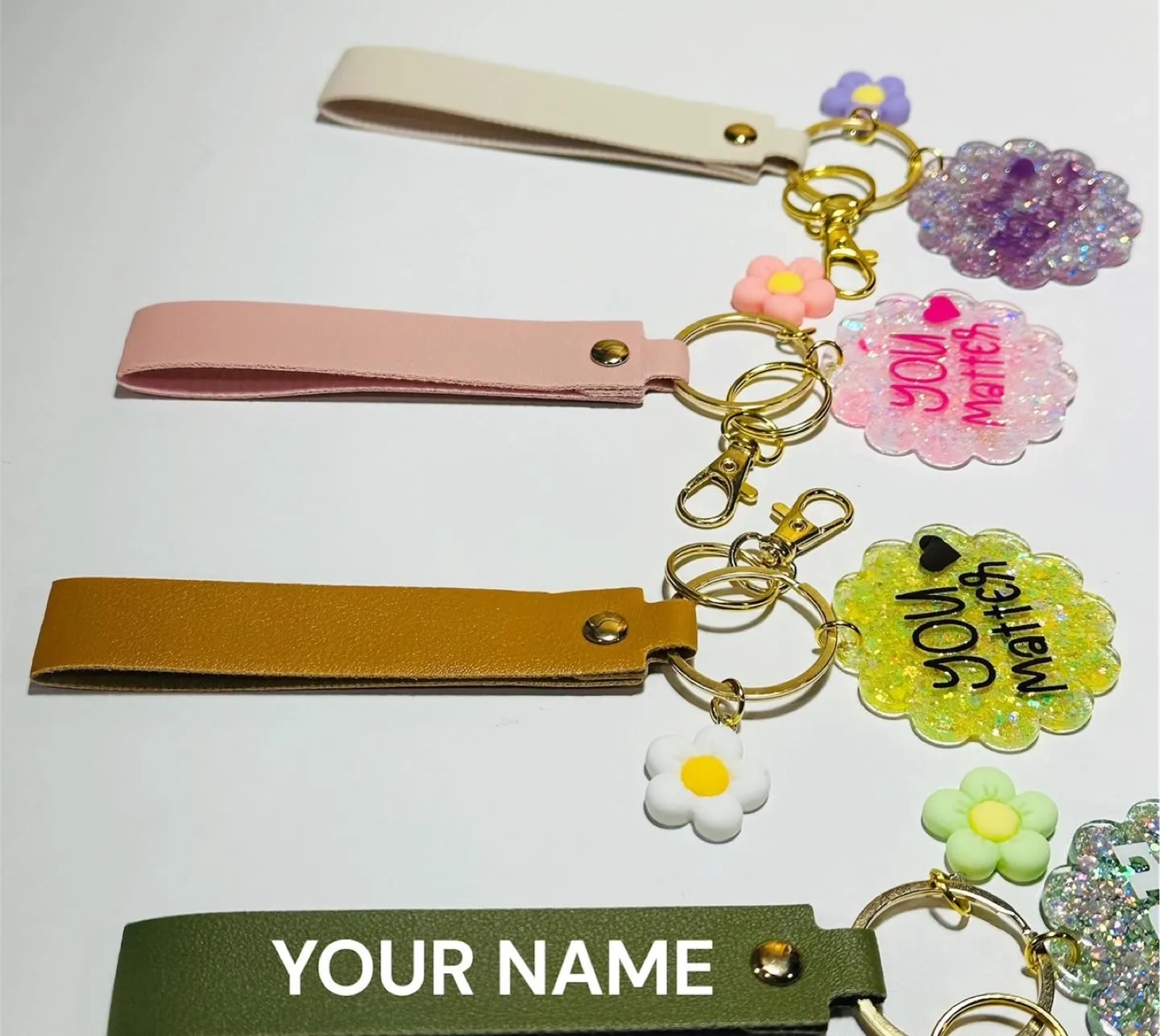 Handmade Resin Keychain with Leather Strap - You Matter image indicator(2)