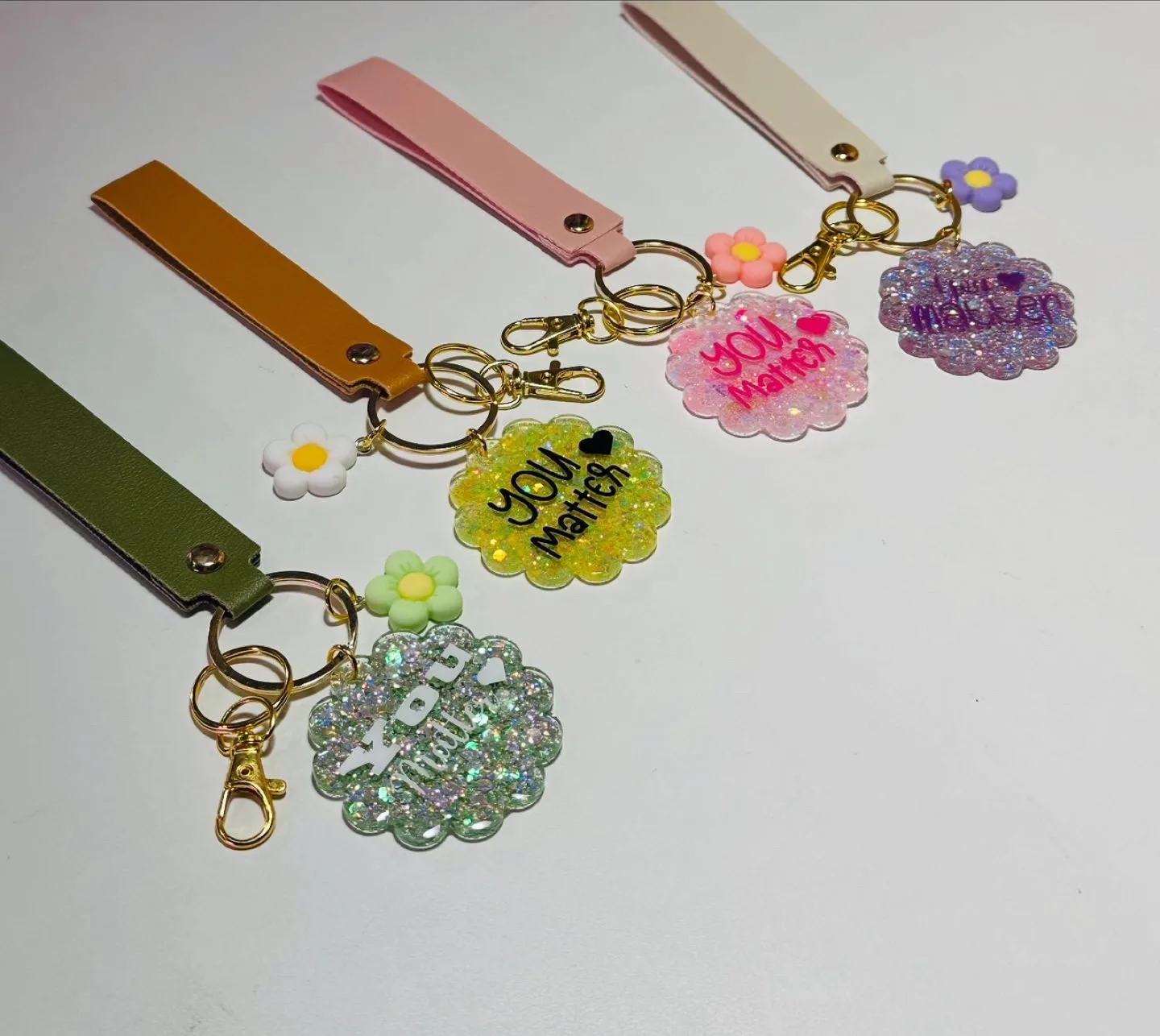 Handmade Resin Keychain with Leather Strap - You Matter image indicator(3)