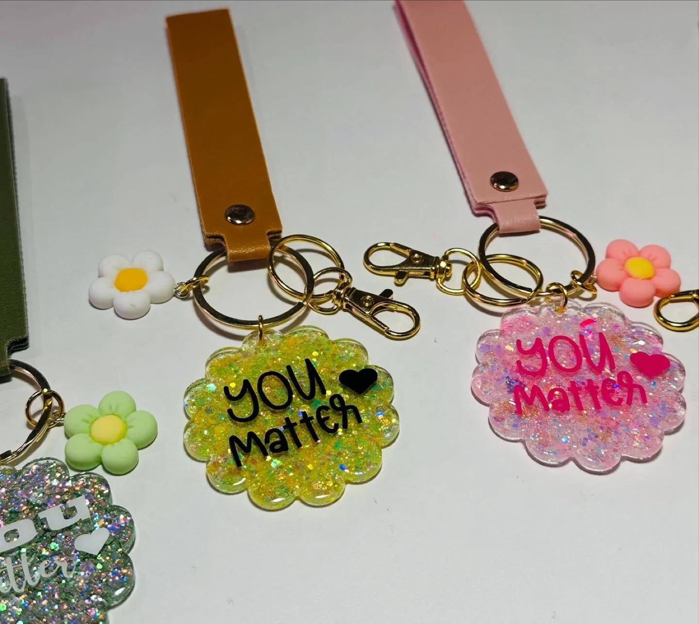 Handmade Resin Keychain with Leather Strap - You Matter image indicator(4)