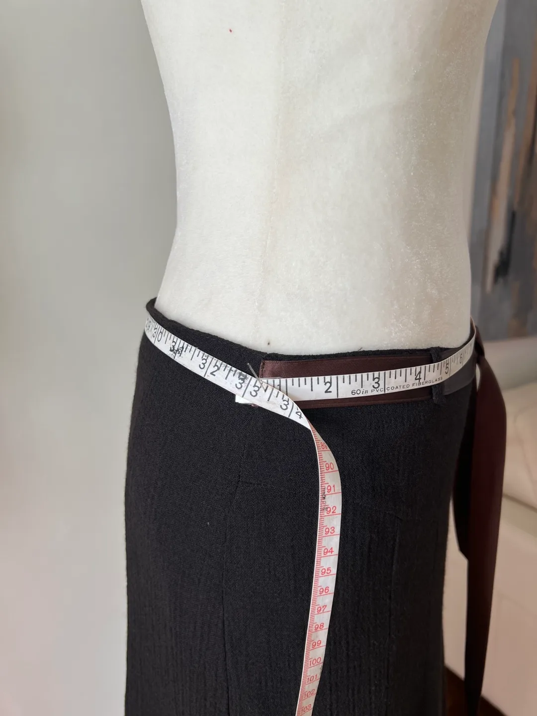 Elegant Italian Brown A-line Skirt with Satin Belt image indicator(6)