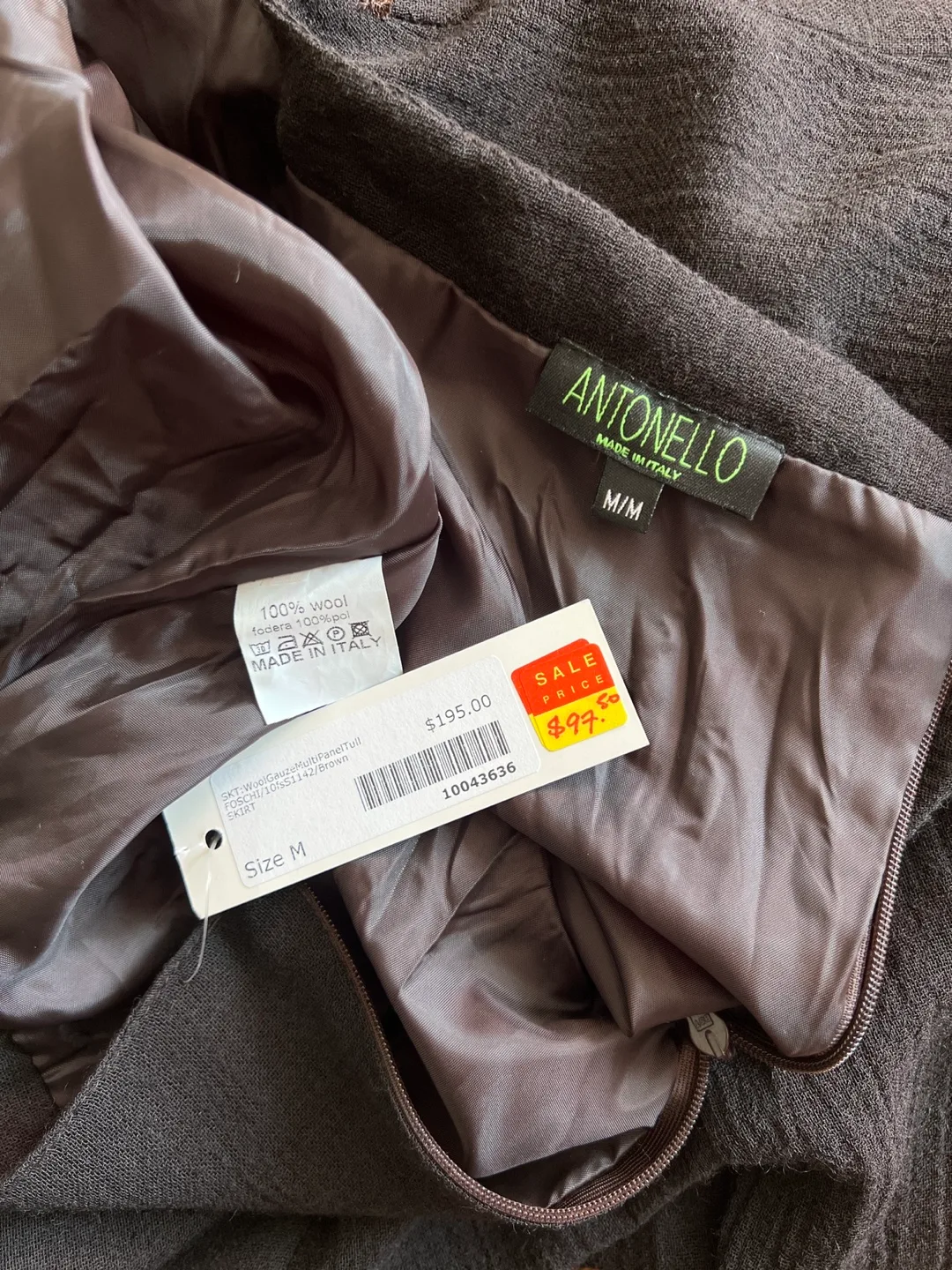 Elegant Italian Brown A-line Skirt with Satin Belt image indicator(7)