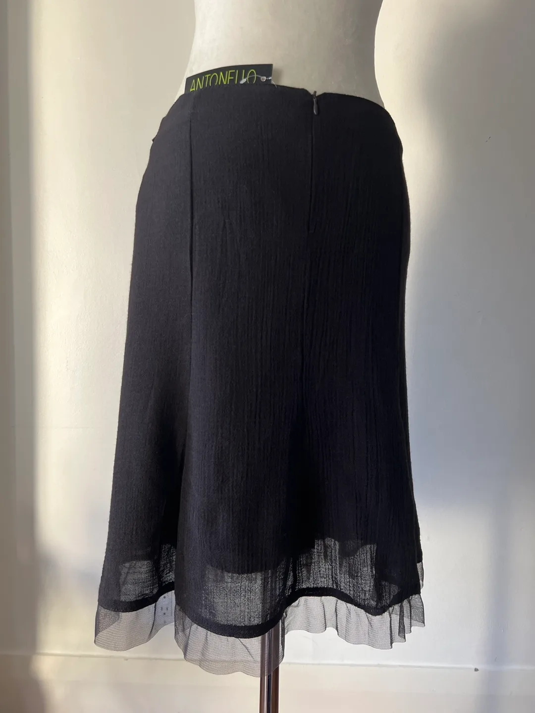 Elegant Italian Brown A-line Skirt with Satin Belt image indicator(10)